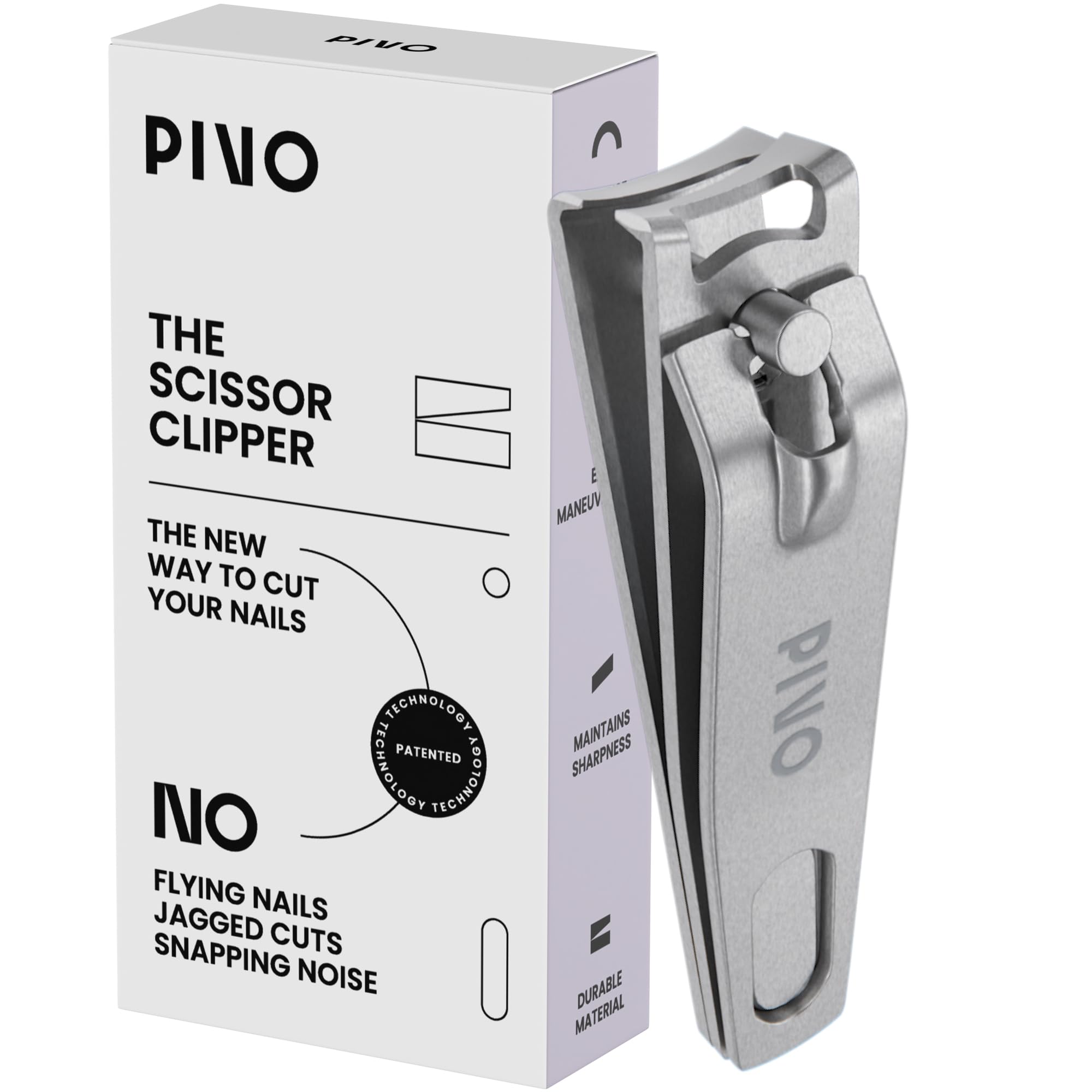 PIVO Professional Nail Clipper & Scissor Hybrid - Ultra Sharp Curved Fingernail Trimmer for Women & Men - Perfect for Manicure, Pedicure and Home Nail Care - Easy to Use Salon Quality Nail Cutter for Daily Grooming