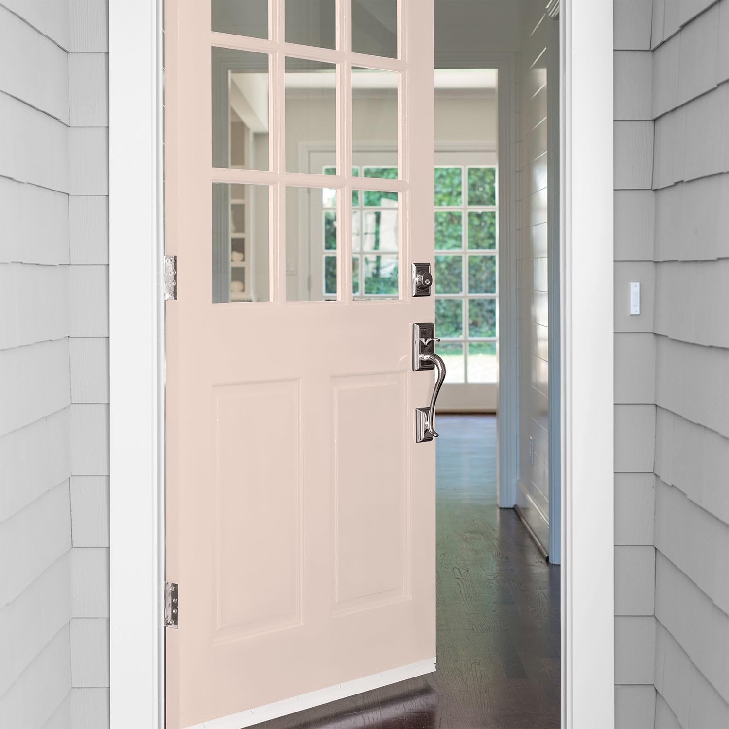 Glidden Exterior Paint and Primer in One - Peach Bare Beige Satin Finish, 5 Gallon Bucket, One Coat Coverage for Long-Lasting Protection | Perfect for House Siding, Fences & Outdoor Wood Surfaces