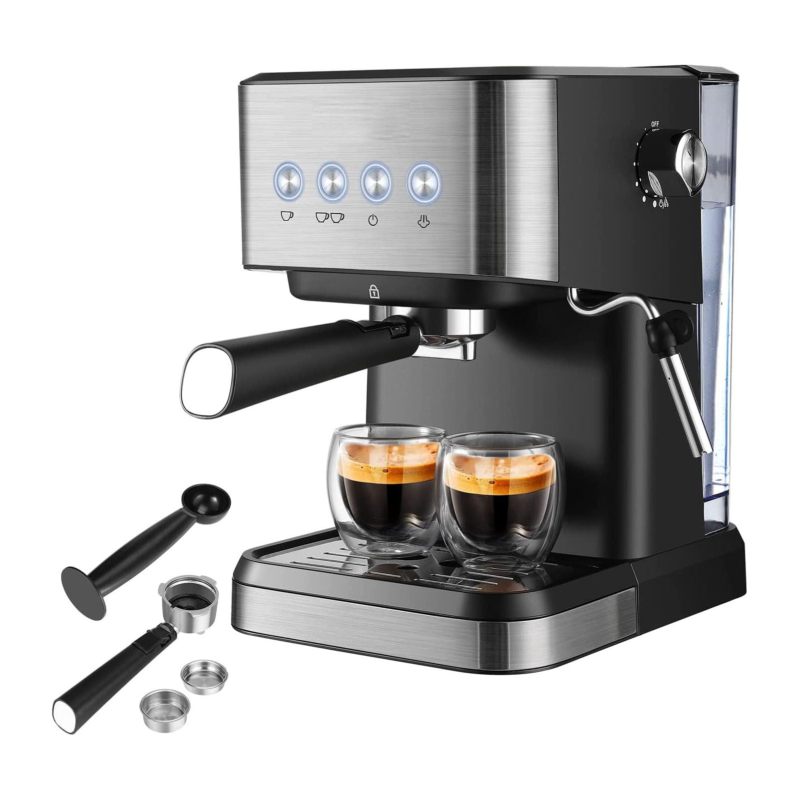 Premium 20 Bar Semi-Automatic Espresso Coffee Maker with Milk Frother Steam Wand - Perfect for Cappuccino, Latte & Espresso at Home - Large 50oz Removable Water Tank - Ideal for Kitchen, Office & Coffee Shop Use