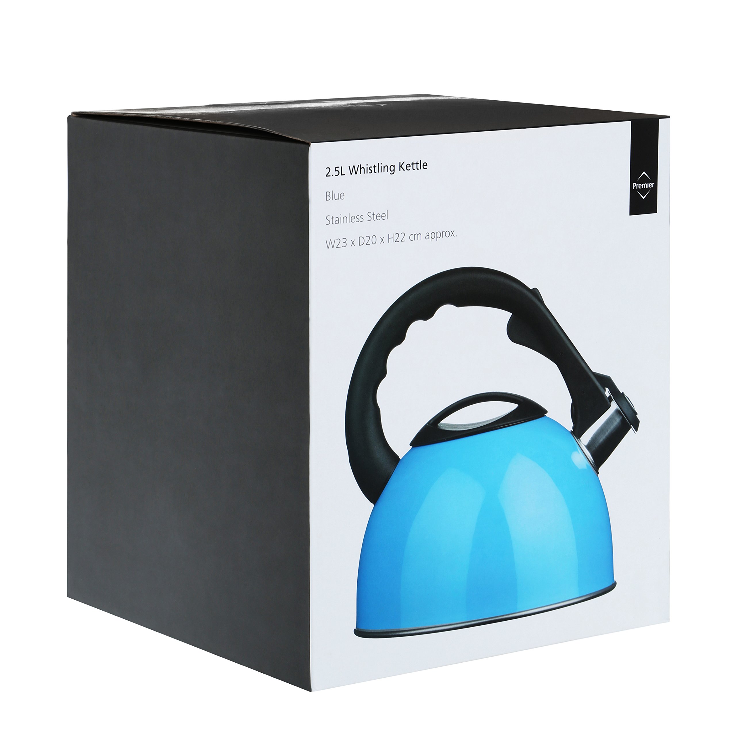 Premium Stainless Steel Whistling Tea Kettle 2.5L - Heat Resistant Handle, Stovetop Safe - Perfect for Home, Office & Travel - Blue Color (22x23x20cm) - Ideal for Coffee, Tea & Hot Beverage Preparation