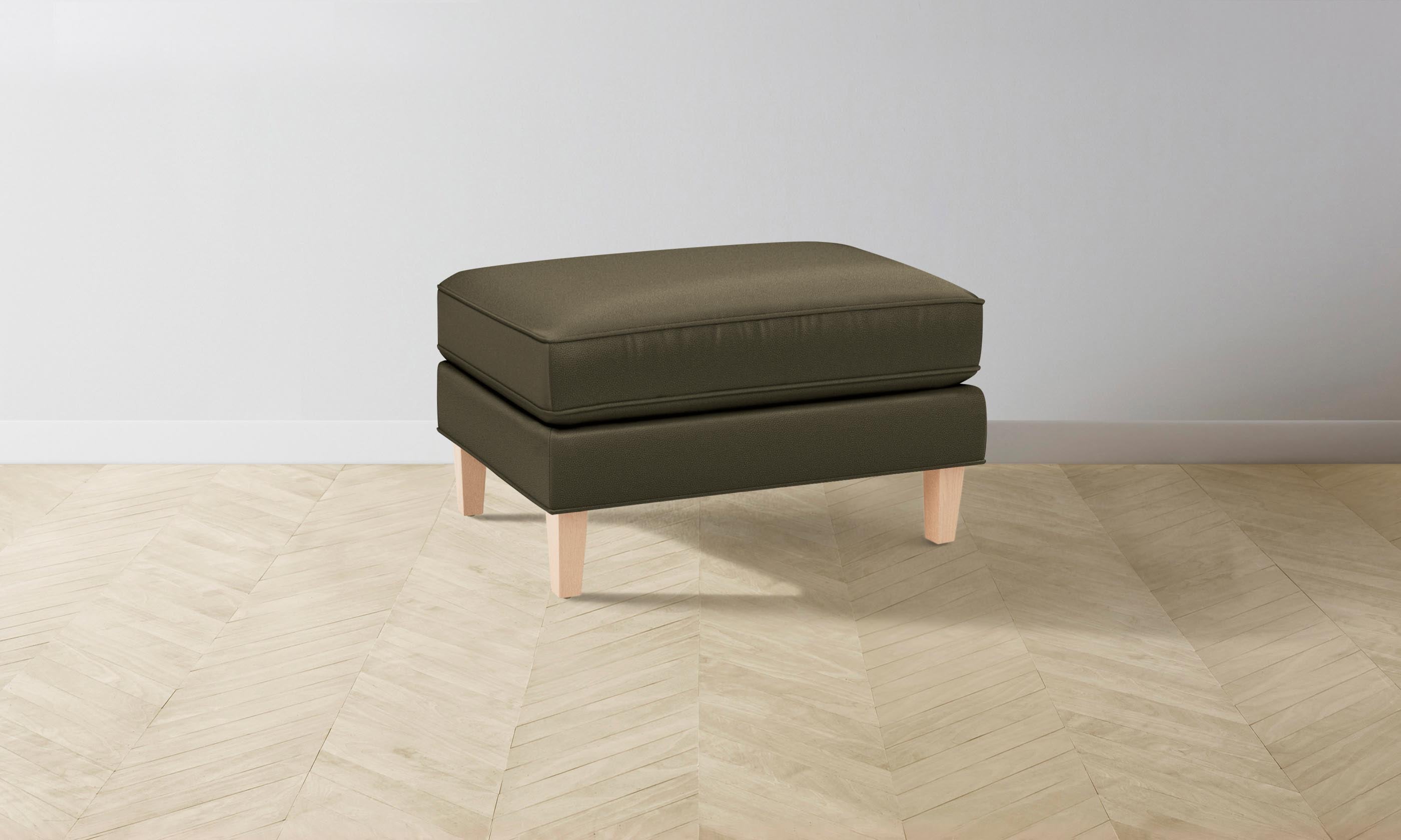Premium Crosby Ottoman - Genuine Pebbled Leather in Luxurious Truffle Brown - Perfect for Living Room, Bedroom & Home Office Decor