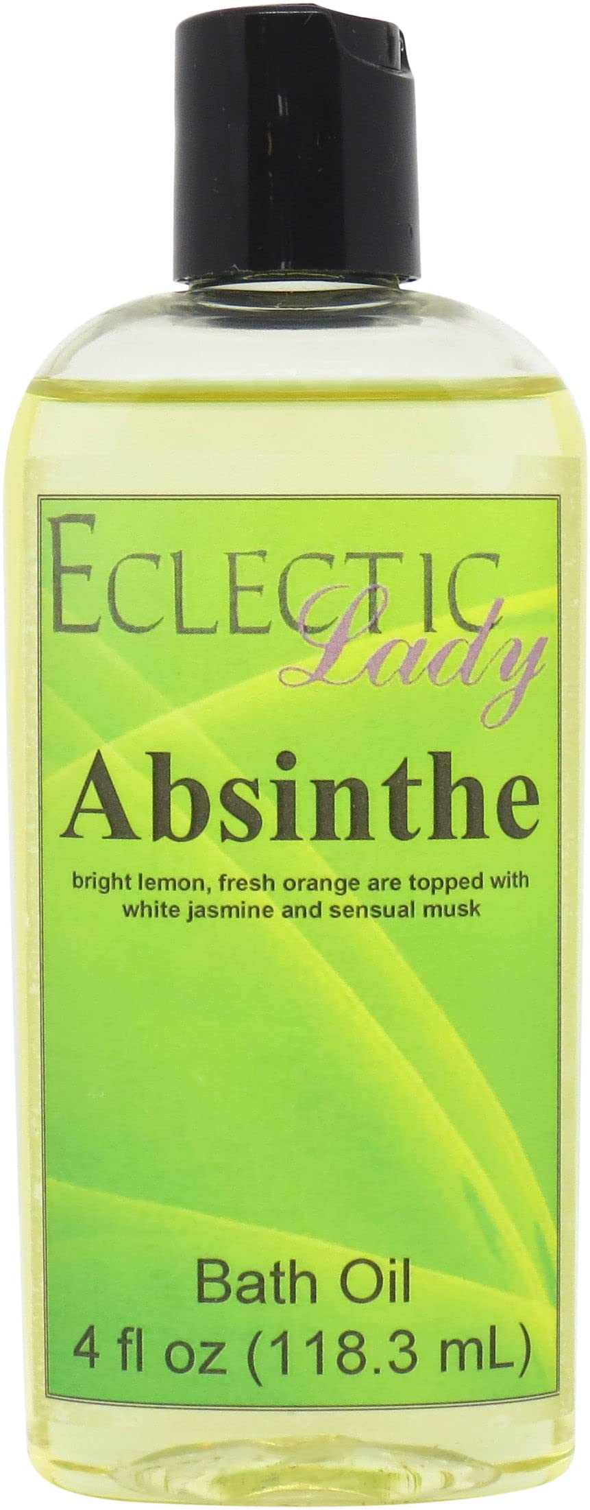 Eclectic Lady Absinthe Bath Oil - Relaxing & Moisturizing Scented Body Oil for Dry, Rough & Sensitive Skin - Daily Nourishing Shower Oil (4 oz) - Perfect for Spa Nights, Self-Care Routines & Stress Relief