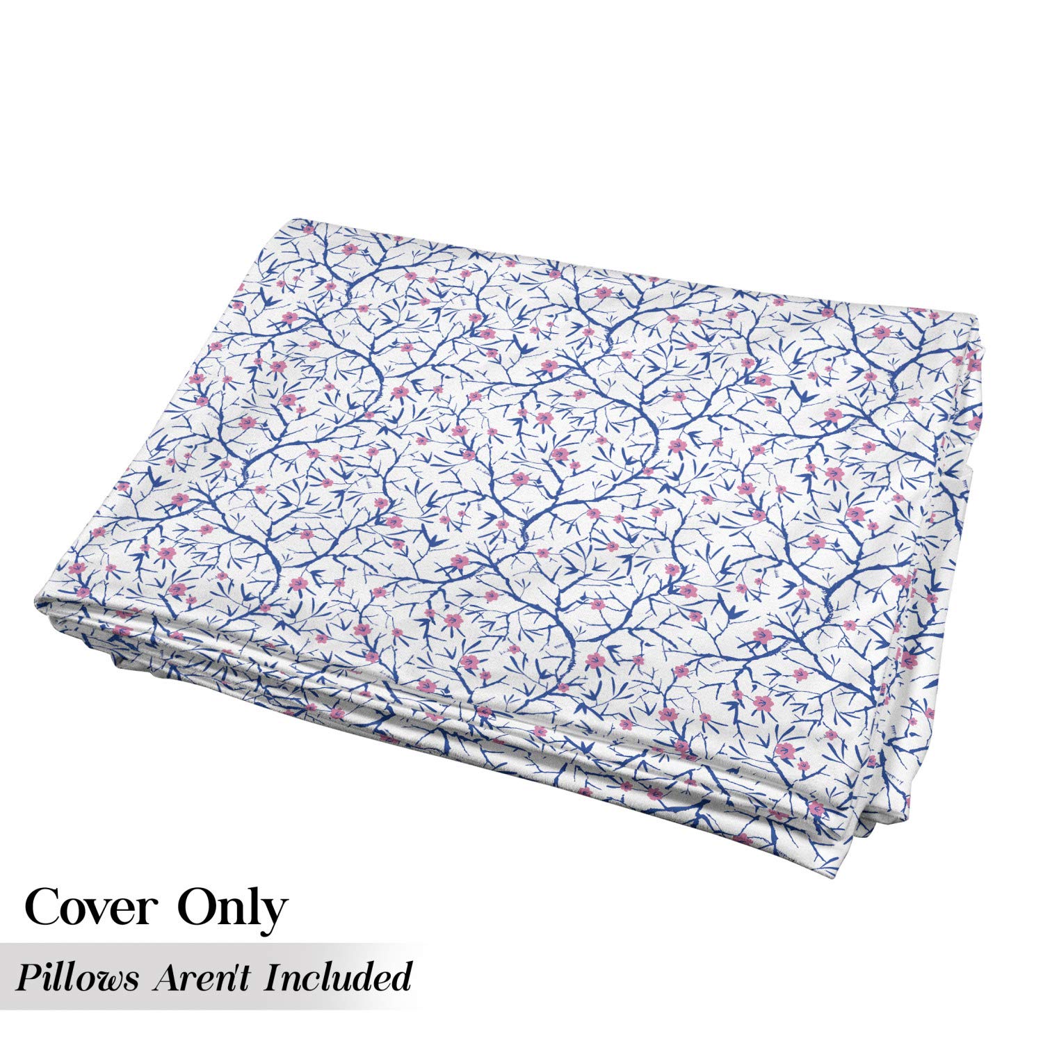 Ambesonne Navy and Blush Floor Pillow Cover - Blooming Sakura Tree Design with Grunge Texture, 88