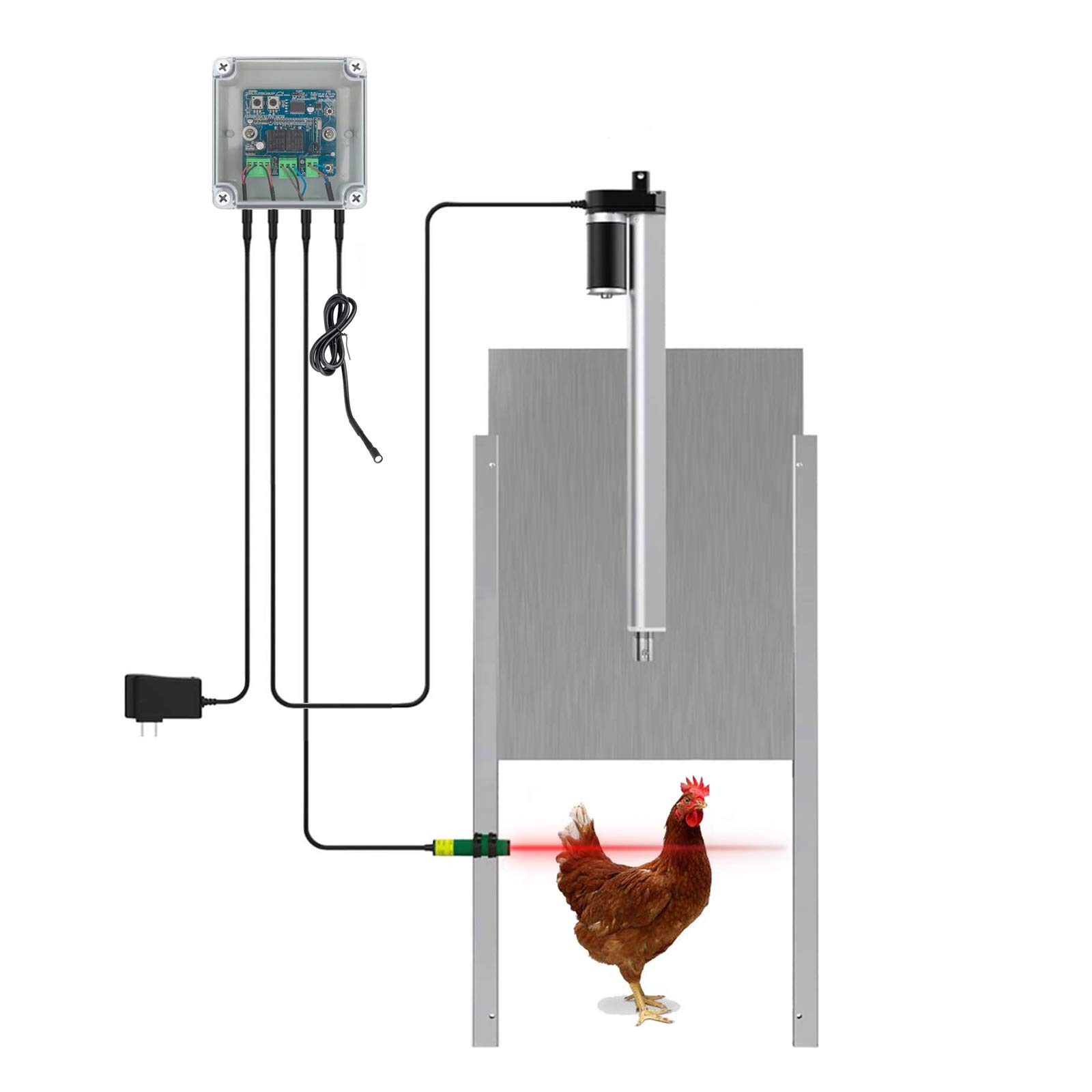 Automatic Chicken Coop Door Opener Kit with Light Sensor & Remote Control - Waterproof Poultry Coop Motor for Outdoor Use (Light Sensor Version) - Perfect for Backyard Chicken Keeping & Poultry Farm Automation