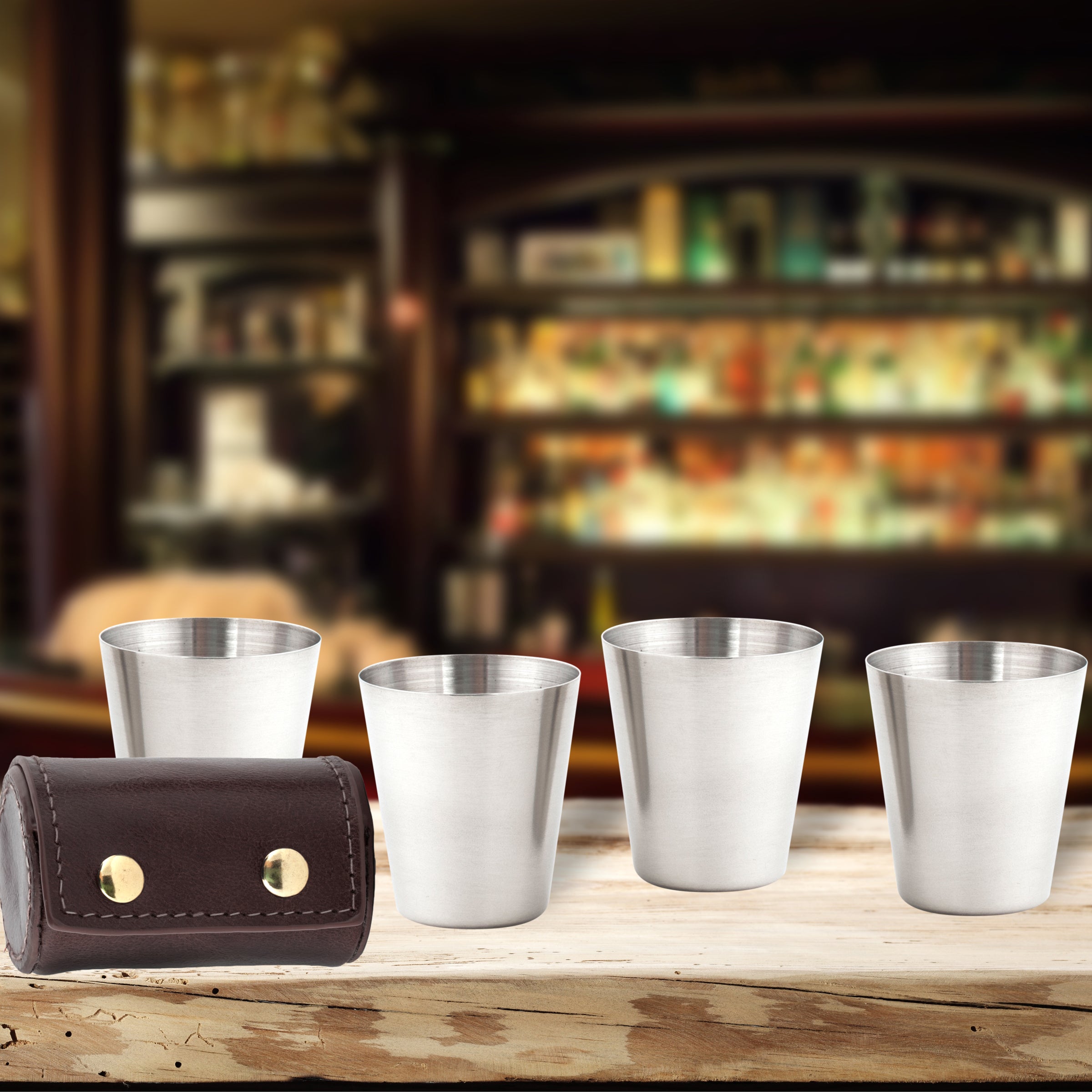 Premium Shot Glasses Set with Genuine Leather Case - Perfect for Whiskey, Tequila & Party Drinking Games - Ideal for Home Bars, Bachelor Parties & Gifts