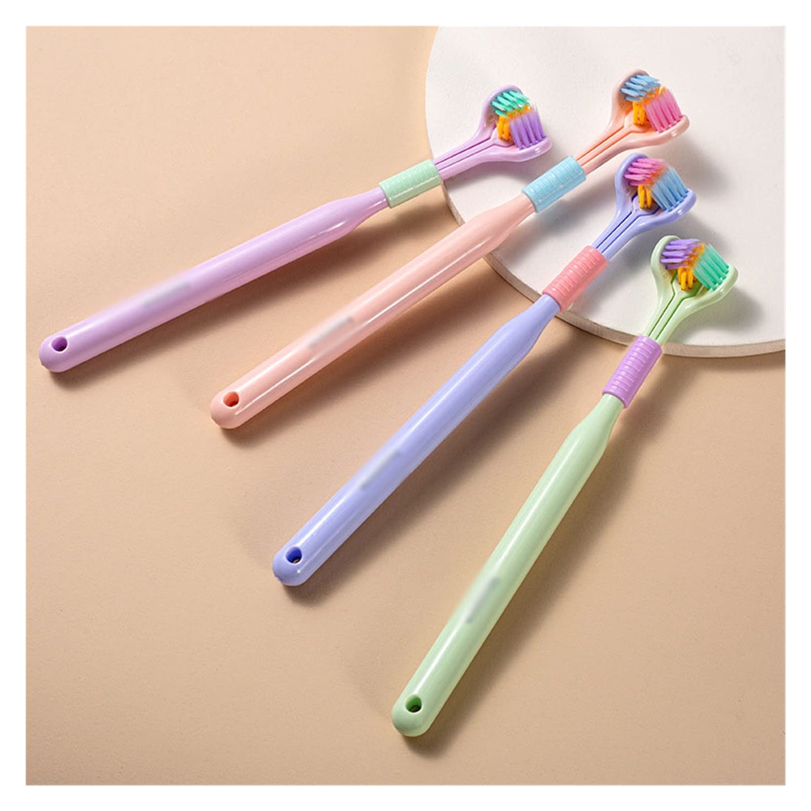 CUJUX 3-Sided Ultra Soft Bristle Toothbrush for Adults - Gentle Oral Care Toothbrush with Extra Fine Bristles for Sensitive Teeth - Perfect for Travel, Daily Dental Hygiene & Gum Health (Color A, One Size)