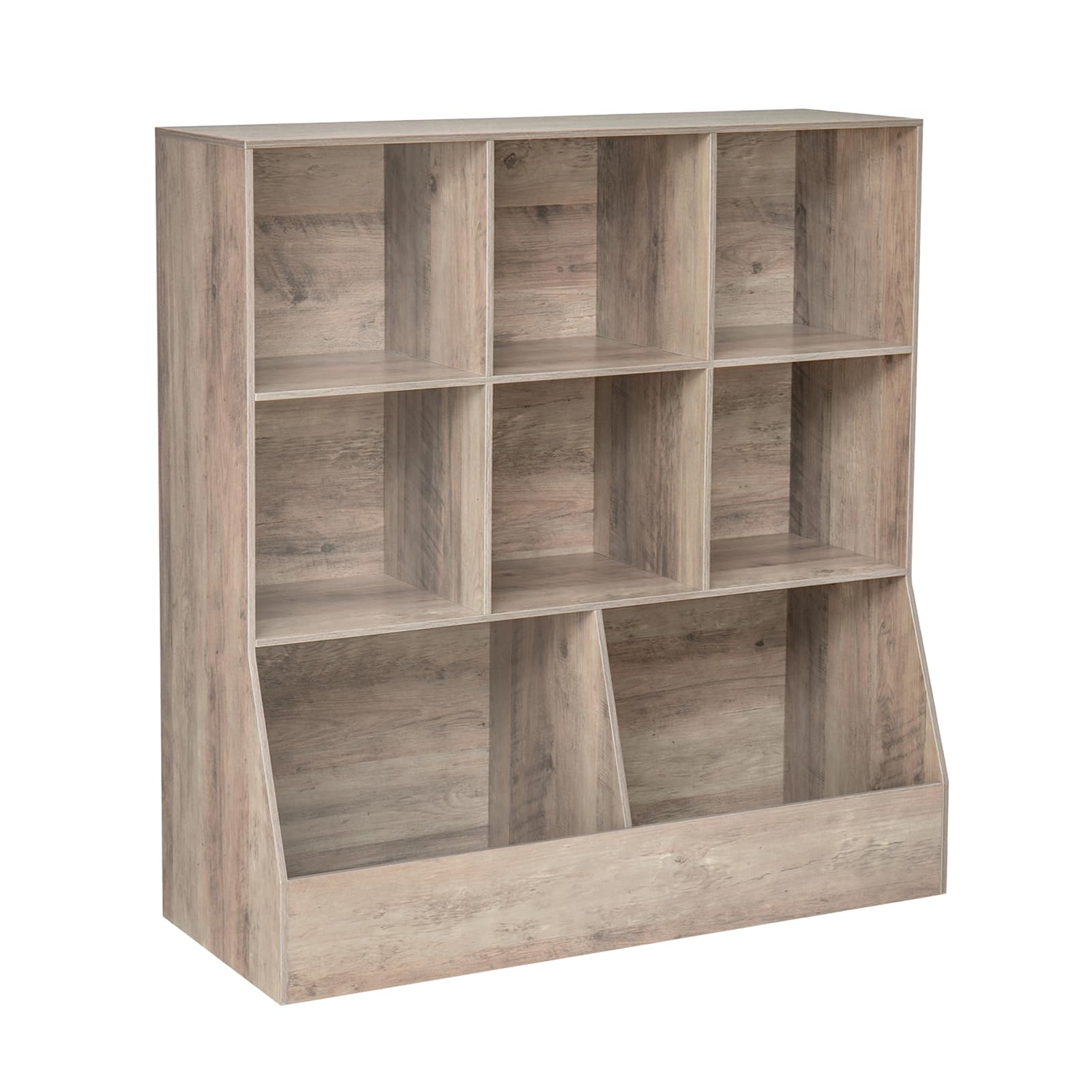 DINZI LVJ Kids Wooden Toy Storage Organizer & Bookshelf - 8-Cubby Bookcase for Playroom, Bedroom, Nursery - 39.4