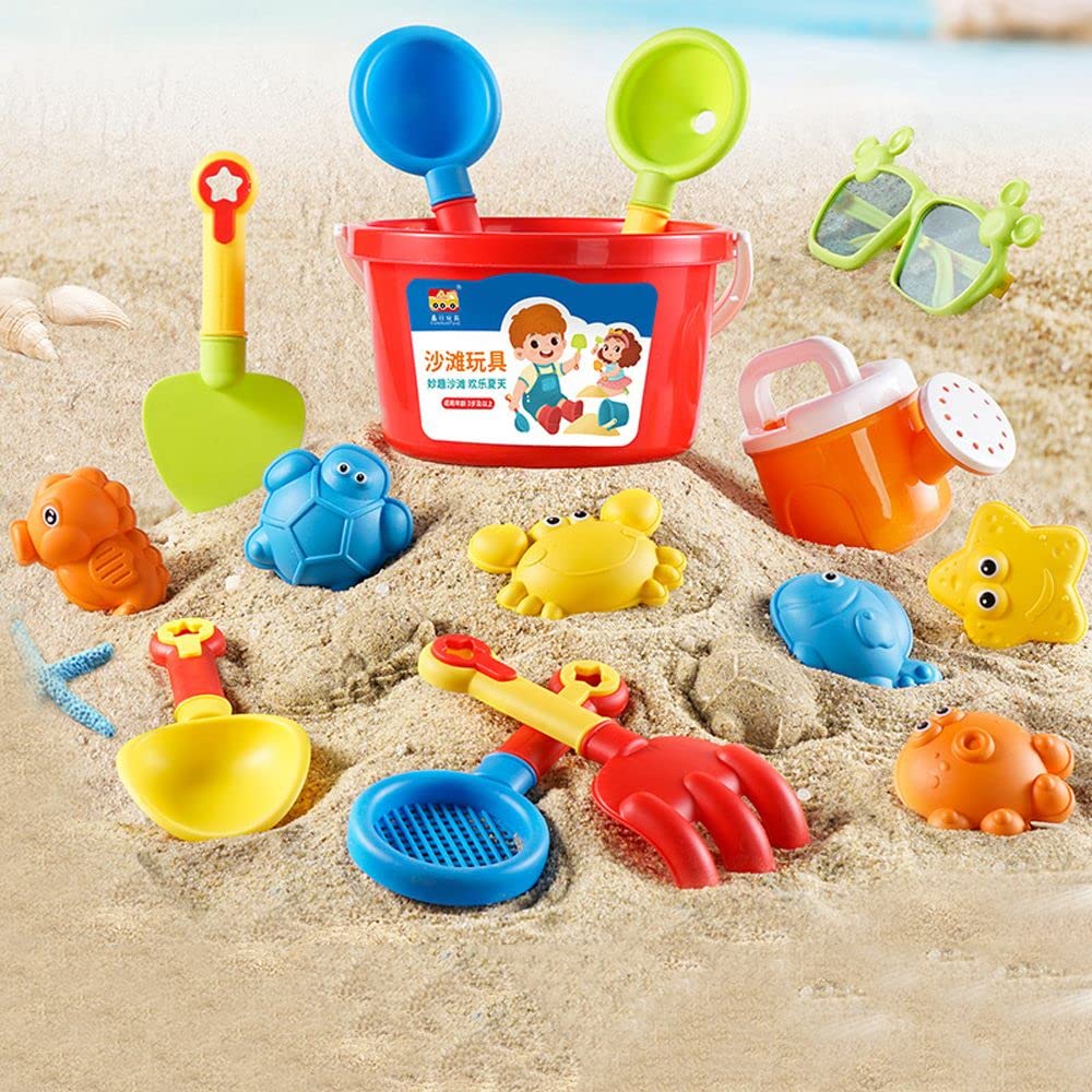 **HOUGE 15-Piece Cute Duck Beach Sand Toys Set for Kids Ages 3-10 - Includes Bucket, Watering Can, Shovel & Rake - Fun Parent-Child Interactive Outdoor Play for Beach, Sandbox & Backyard Activities**