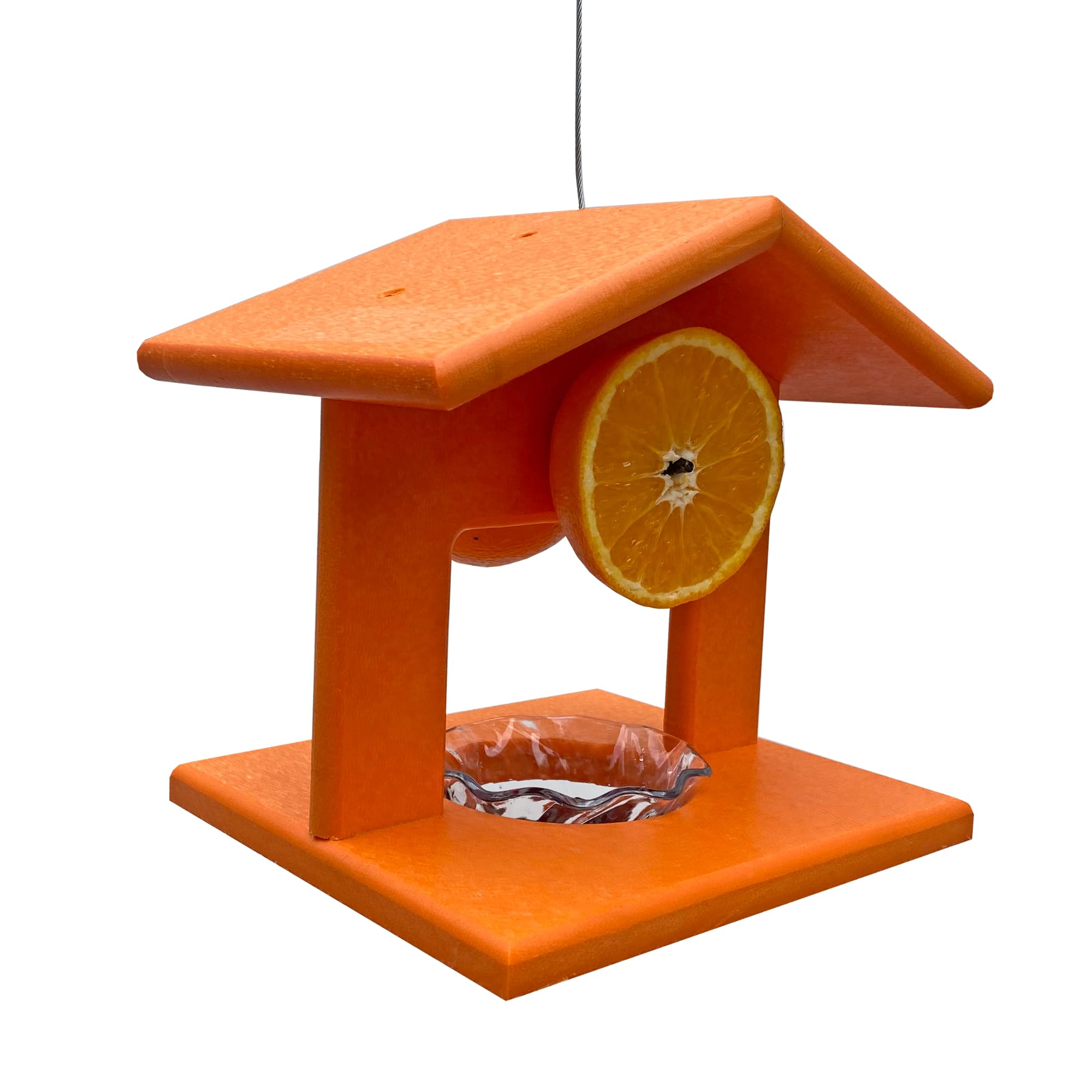 Amish-Made Small Single Hanging Oriole Bird Feeder with Jelly Cup & Fruit Rod Holder - Outdoor Fruit Jelly Bird Feeder for Orioles - Handcrafted in USA (Orange) | Perfect for Backyard Birdwatching & Attracting Colorful Birds to Your Garden
