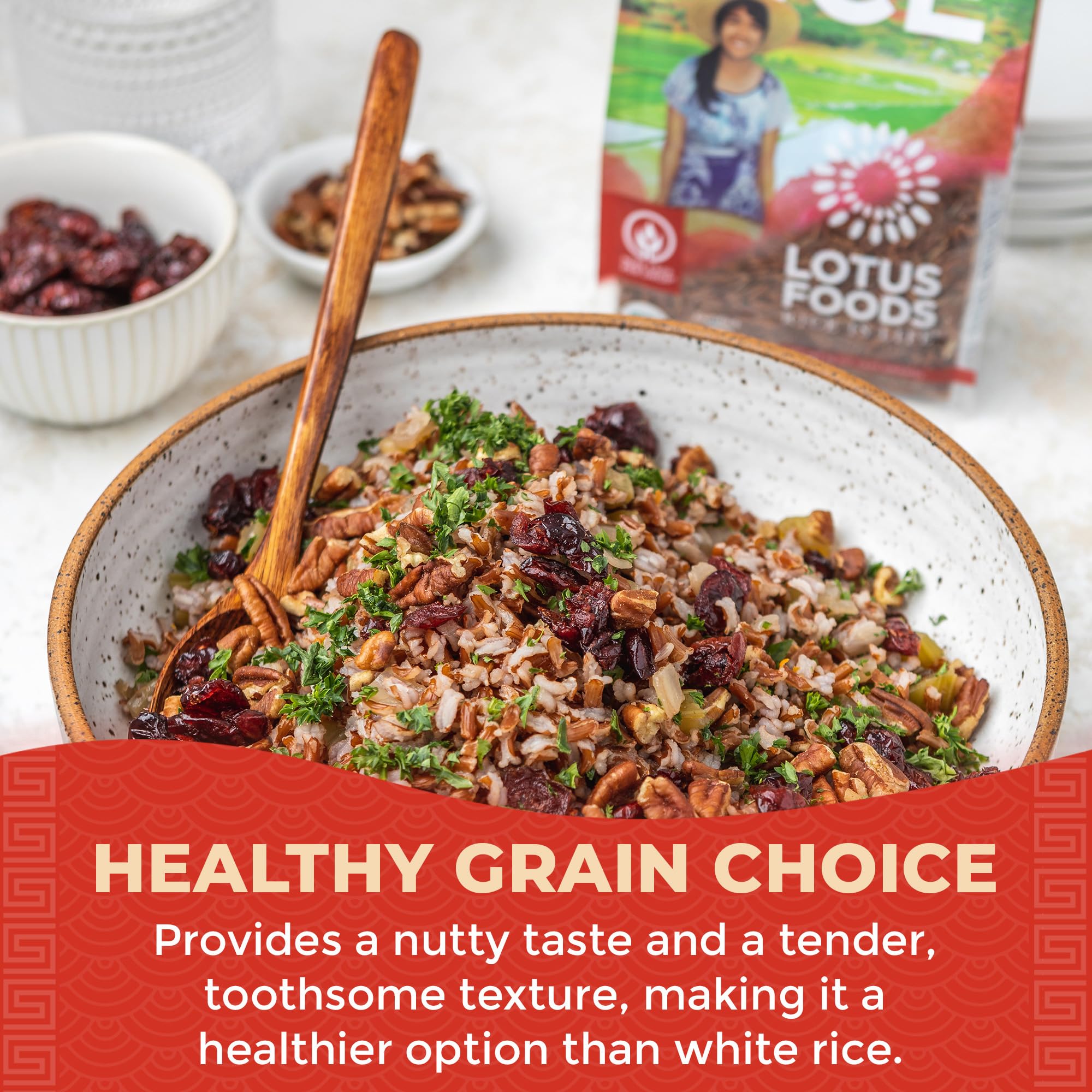 Organic Red Rice by Lotus Foods - USDA Certified, Non-GMO, Gluten Free Whole Grain Asian Sticky Rice - 15 Oz (Pack of 6) - Perfect for Sushi, Rice Bowls & Healthy Meal Prep