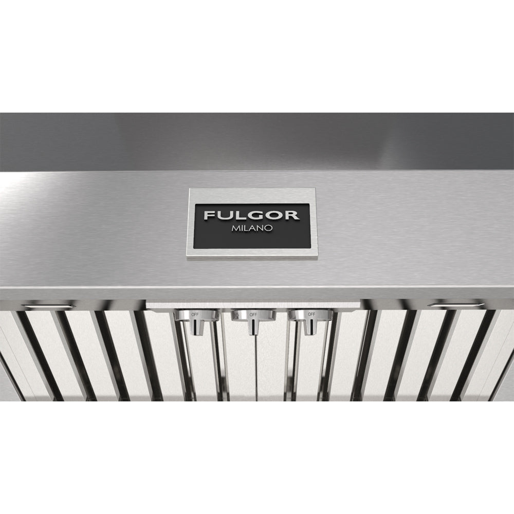 Fulgor Milano 36 Inch 1000 CFM Professional Stainless Steel Wall Mount Range Hood - Model F6PC36DS1 | Powerful Ventilation for Modern Kitchens & Cooking Spaces