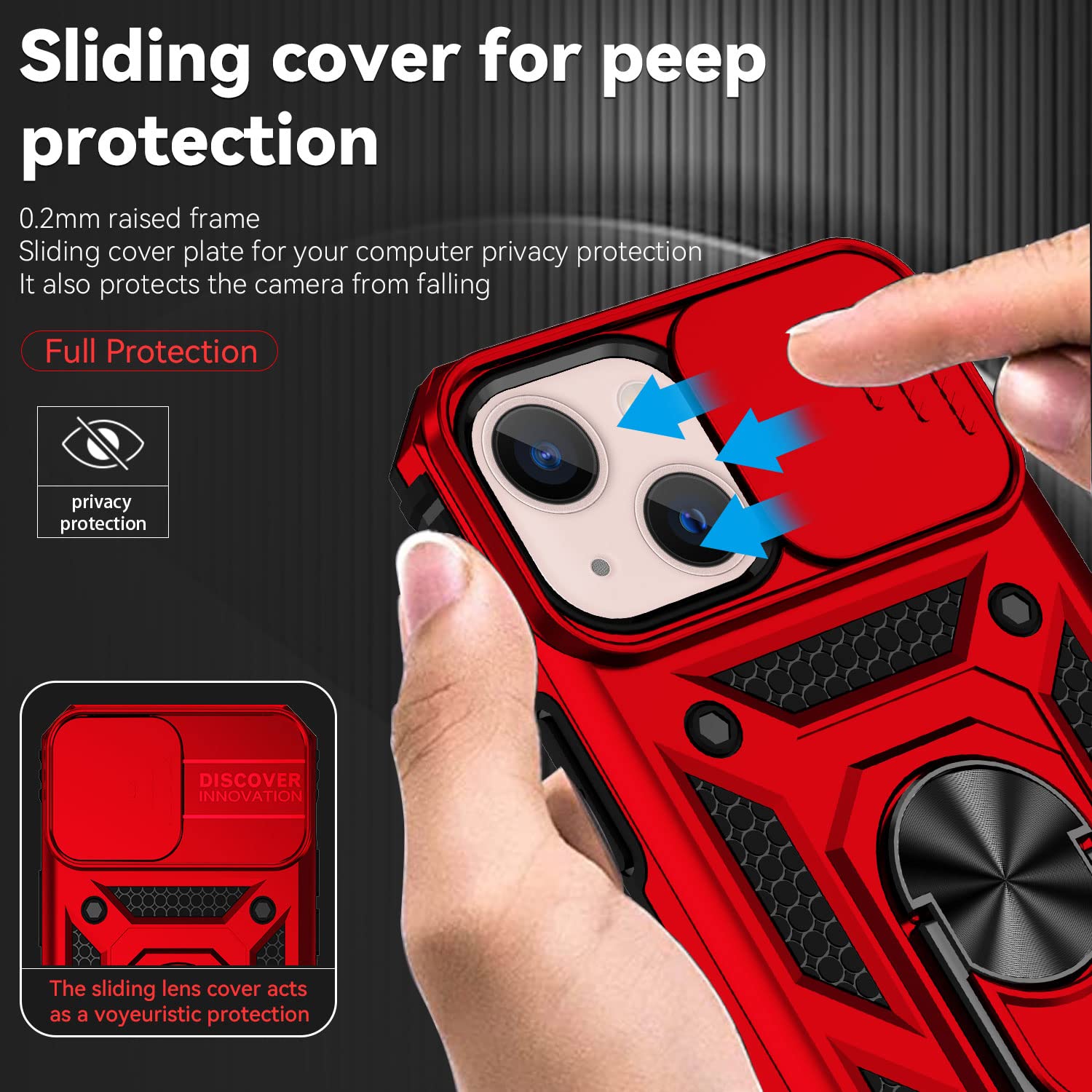 Hitaoyou iPhone 13 Case with Camera Cover & Kickstand - Military Grade Shockproof Heavy Duty Protective Magnetic Phone Cover for iPhone 13 (Red) - Perfect for Outdoor Activities, Travel & Daily Protection
