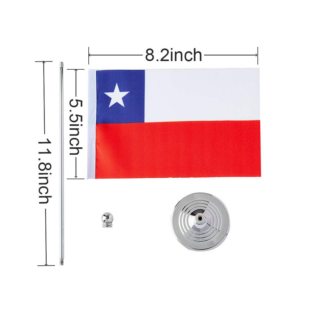 Chilean Flag - Small Mini Chilean Table Desk Flags for Decorations, Parties, and National Pride Displays