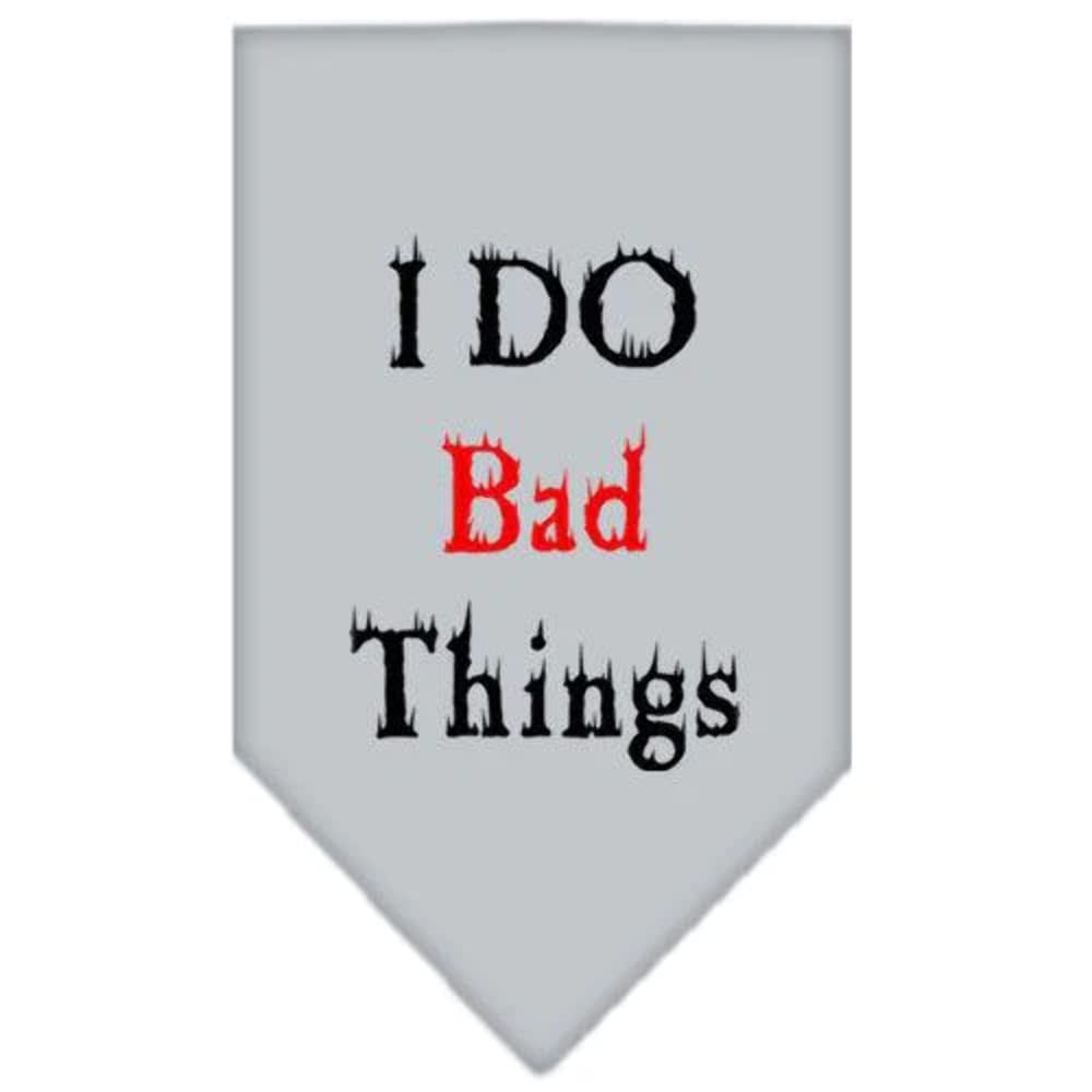 Custom Screen Printed Pet Bandana - 'I Do Bad Things' Funny Dog Bandana in Turquoise, Large Size | Perfect for Pet Parties, Costume Events & Photo Shoots