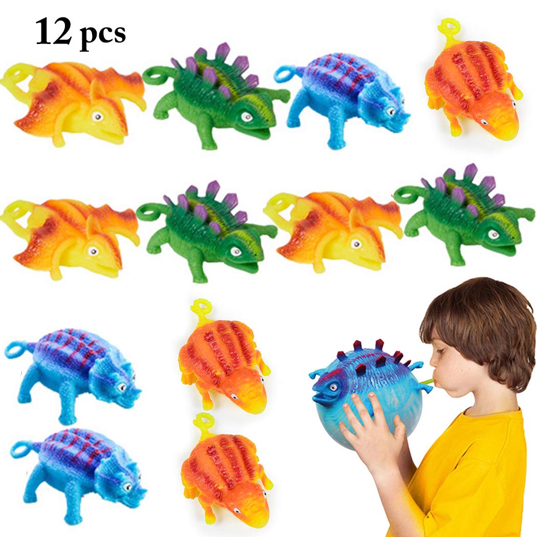 12PCS Dinosaur Stress Relief Toys - Funny Animal Squishy Stress Balls for Kids & Adults | Anxiety Relief, Party Favors, Office Desk Decor, Classroom Rewards