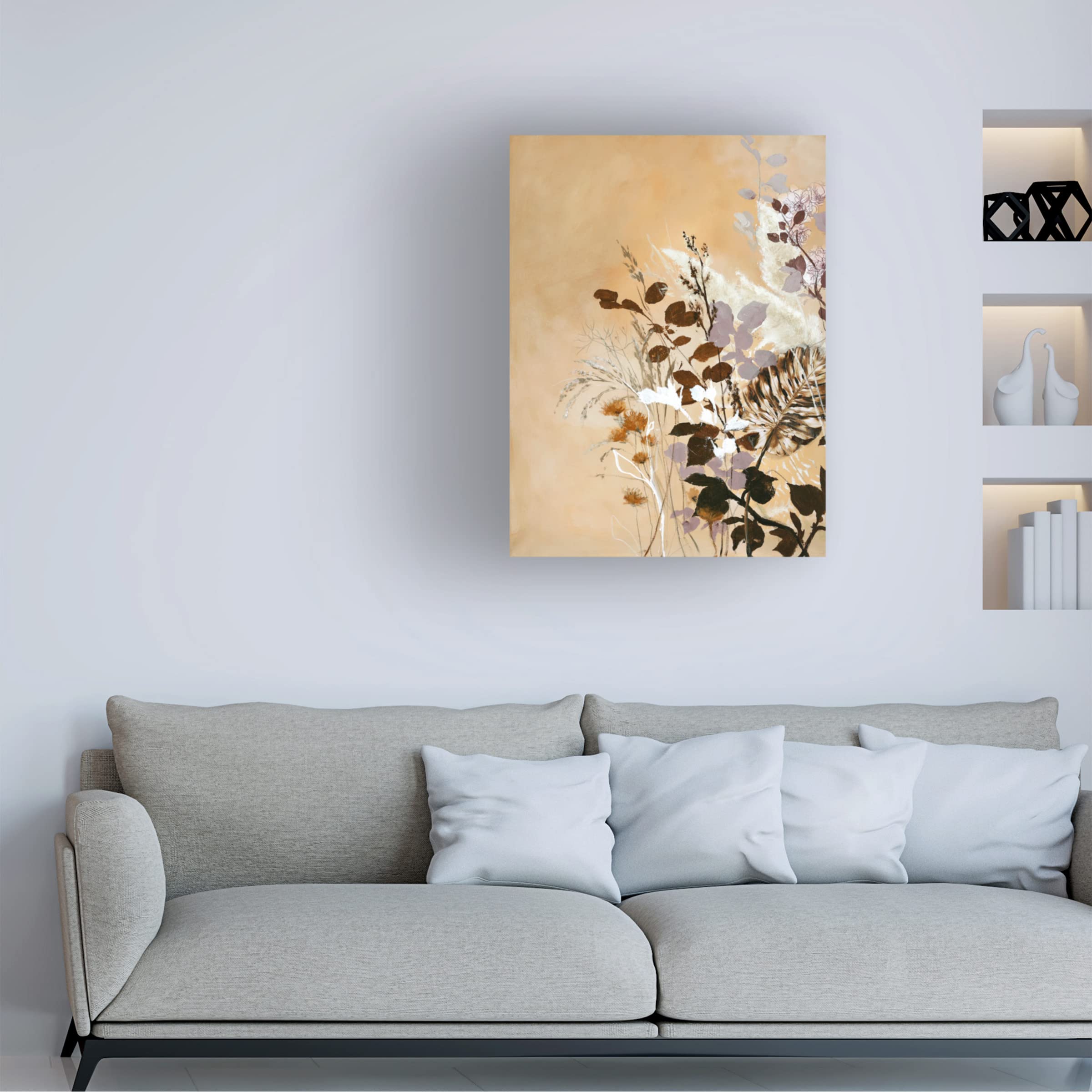 Design Fabrikken 'Light Leaves 6' Canvas Wall Art Print - Modern Botanical Home Decor for Living Room, Bedroom & Office