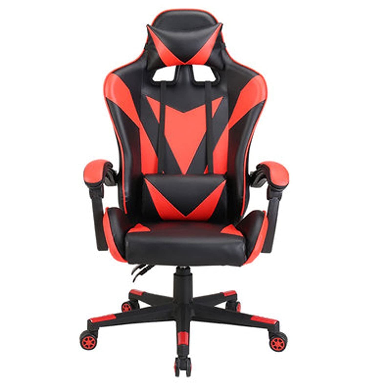 Ergonomic Swivel Lift Reclining Gaming Chair - Adjustable PU Leather Office Computer Chair with Lumbar Support (Multicolor/Red) - Perfect for Home Office, Gaming Setup & Workstation Comfort