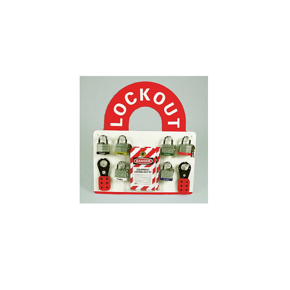 Nmc Mini Lockout Center - Bilingual Safety Lockout Tagout Board with Supplies | OSHA Compliance for Workplace Safety