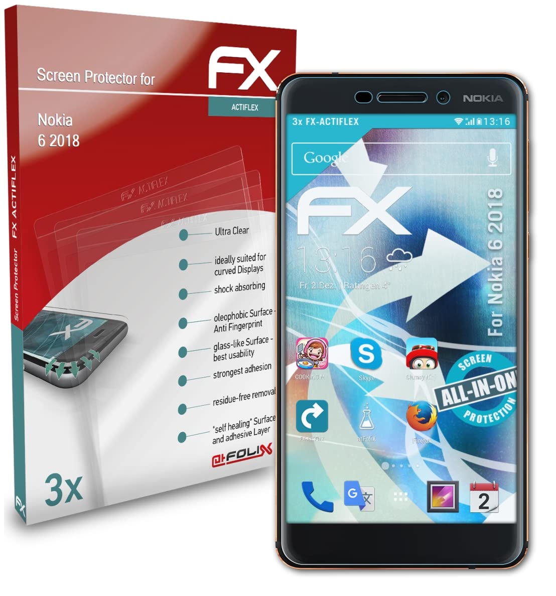 Ultra Clear Flexible Screen Protector for Nokia 6 (2018) - 3 Pack Tempered Glass Film - Anti-Scratch & Bubble-Free Protection - Perfect for Work, Travel & Everyday Use