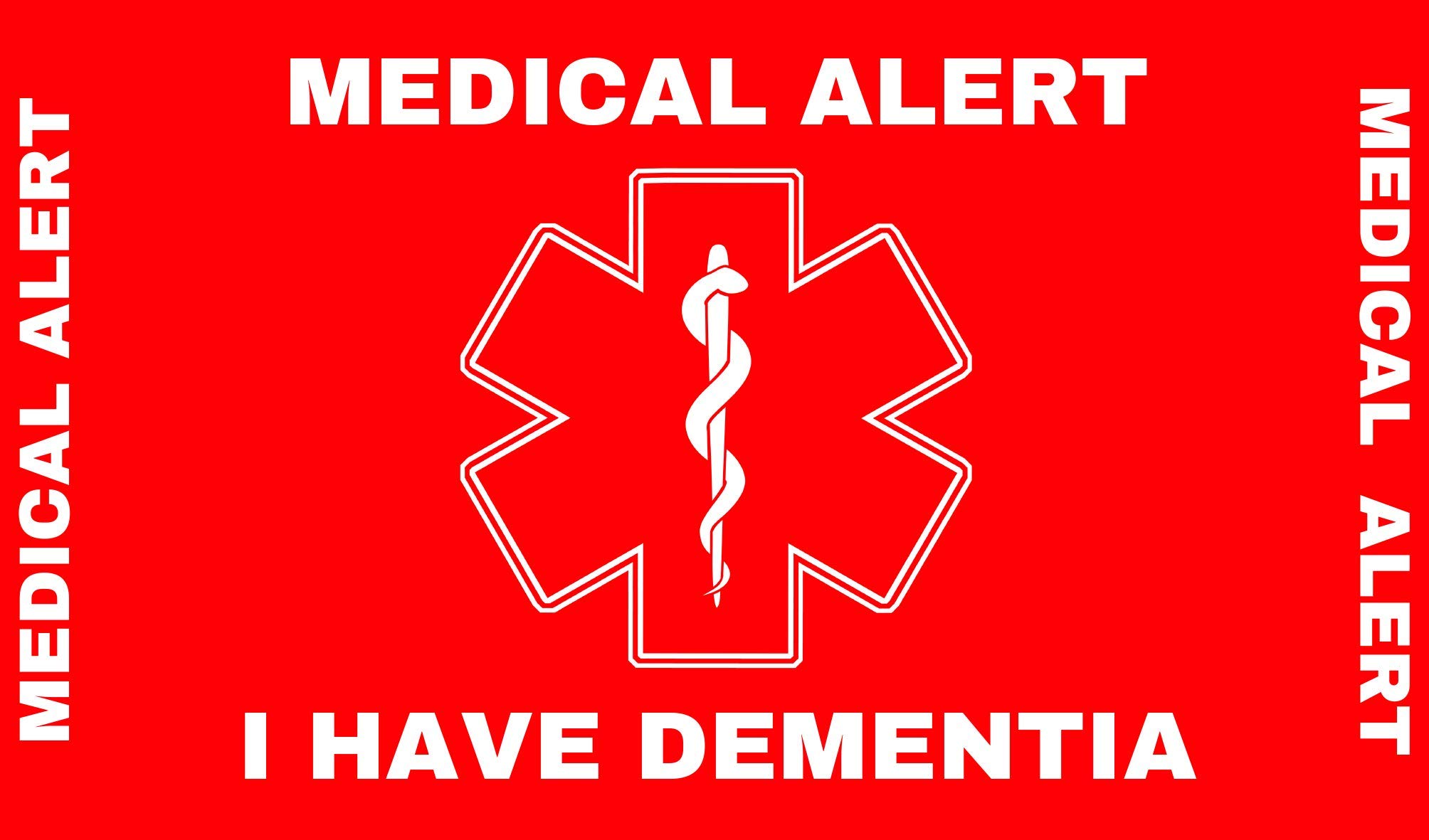 Dementia Medical Alert Wallet Card - 5 Pack Red | Emergency Contact Info for Seniors with Alzheimer's | Perfect for Wallets, Purses & Caregiver Use