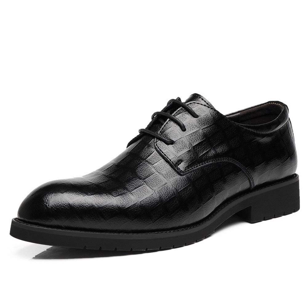 Men's Genuine Leather Oxford Dress Shoes - Lace-Up Round Toe Derby Shoes with Anti-Slip Rubber Sole for Wedding & Formal Occasions | Cowhide Leather, Burnished Finish, Slip-Resistant for Business & Office Wear