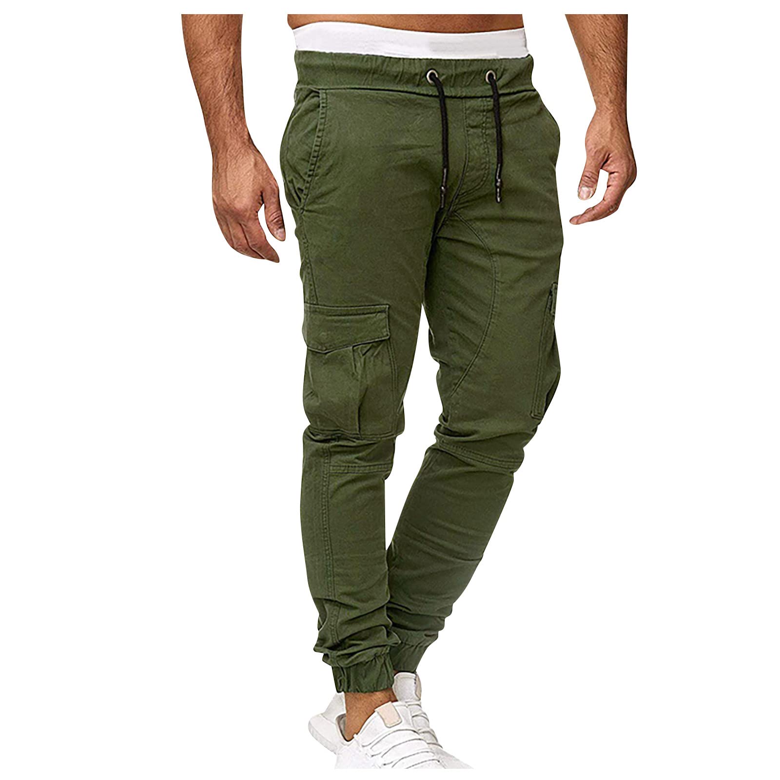 Men's Cropped Dress Pants - Flat Front Ankle-Length Business & Cargo Pants for Work, Gym & Casual Wear | Comfortable Harem Workout Pants for Men
