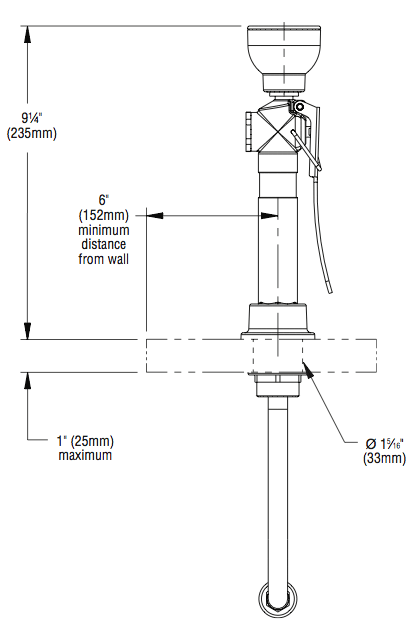 Bradley S19 460 Deck Mount Single Head Emergency Eyewash Station with Drench Hose - ANSI Compliant Safety Equipment for Laboratories & Industrial Workplaces