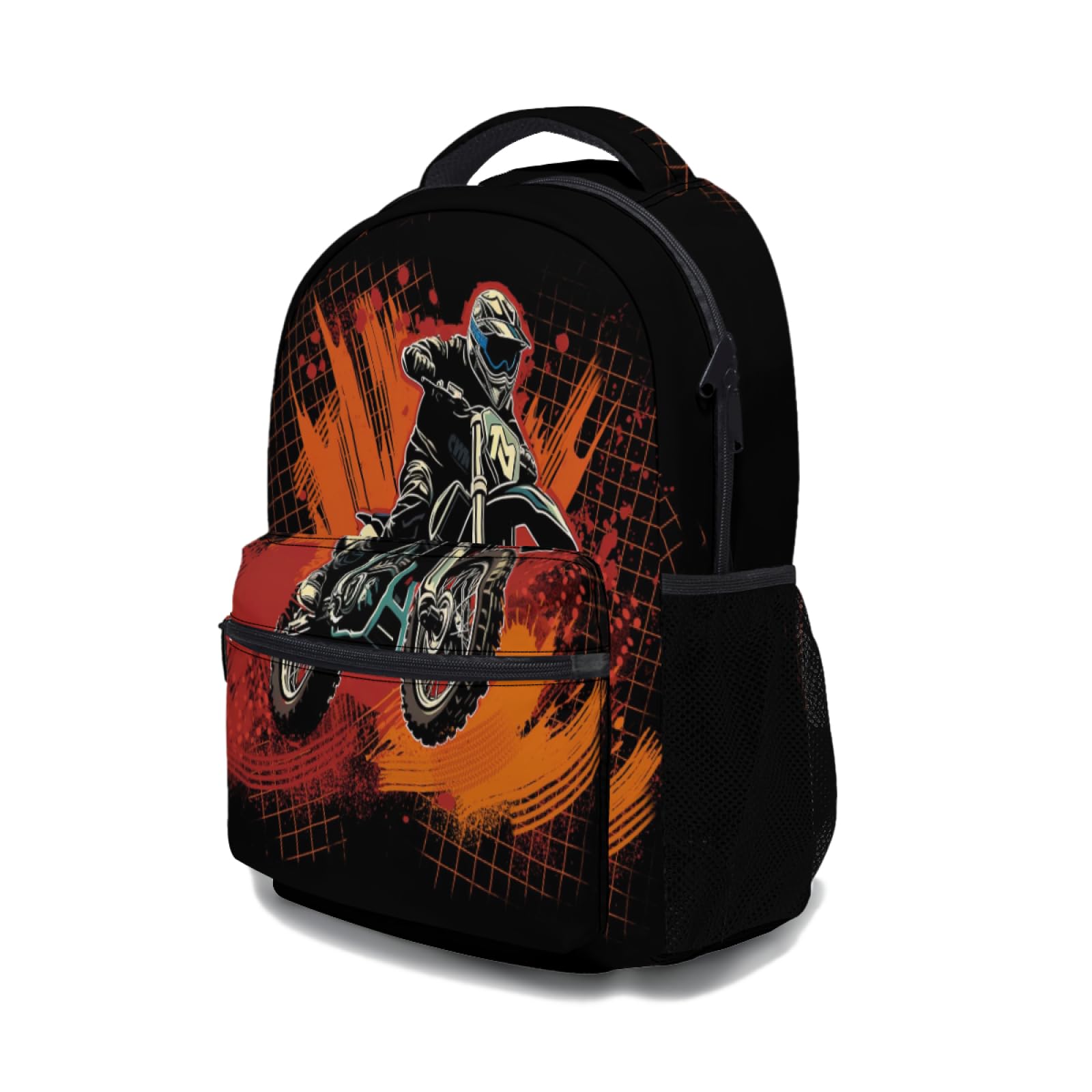 Kawani Motorcycle Graffiti College Backpack for Women & Teens - Dirt Bike Pattern School Bag, Laptop Backpack for Travel, Hiking, Camping, Gym & Daily Use - Perfect for School, Work & Outdoor Adventures