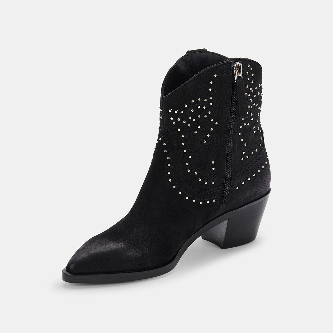 SOLOW STUD BOOTIES - Black Nubuck Leather Ankle Boots for Women | Comfortable & Stylish Shoes for Casual Outings, Work & Night Out