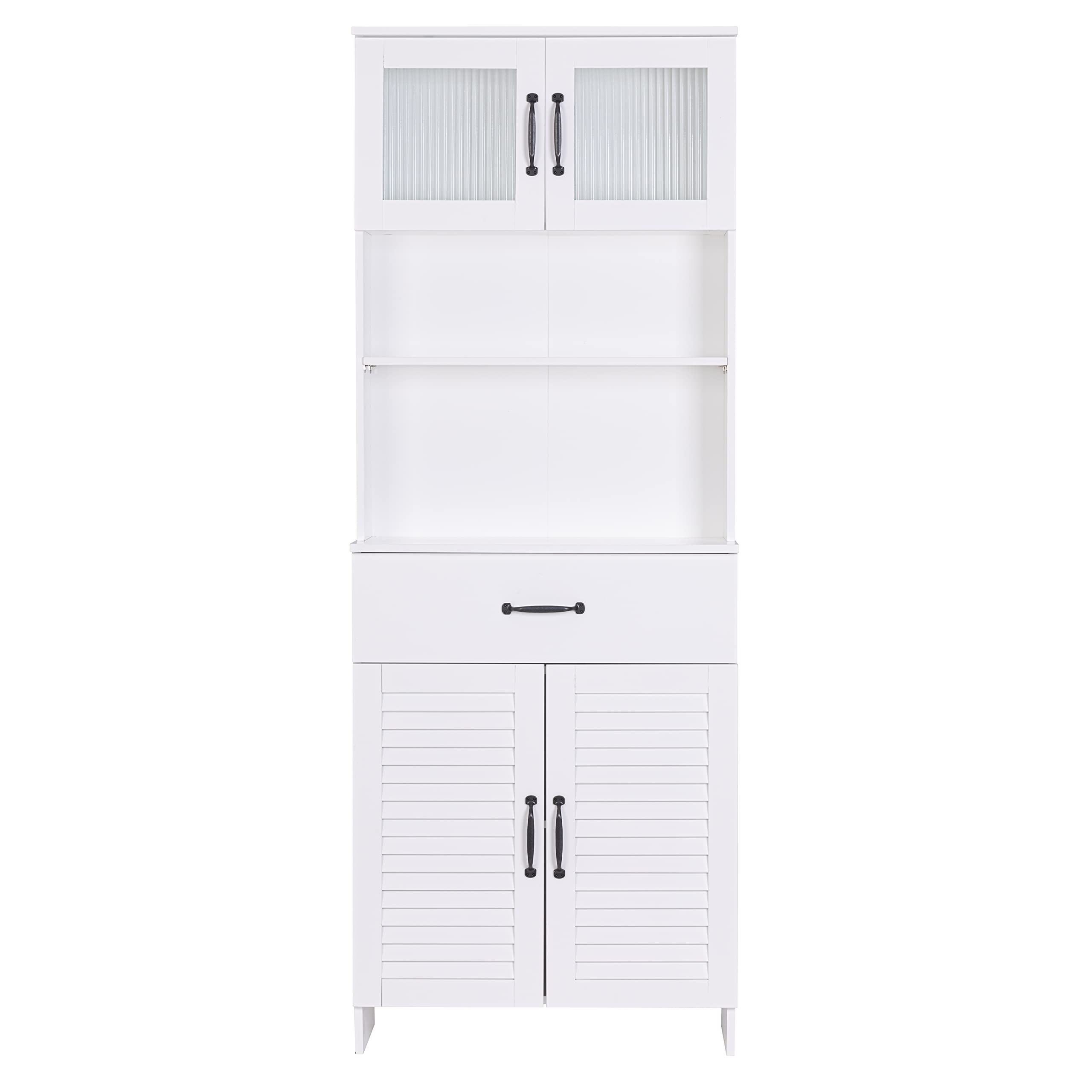 Tall Bathroom Storage Cabinet with Doors & Drawers - White for Bathroom, Living Room, Kitchen