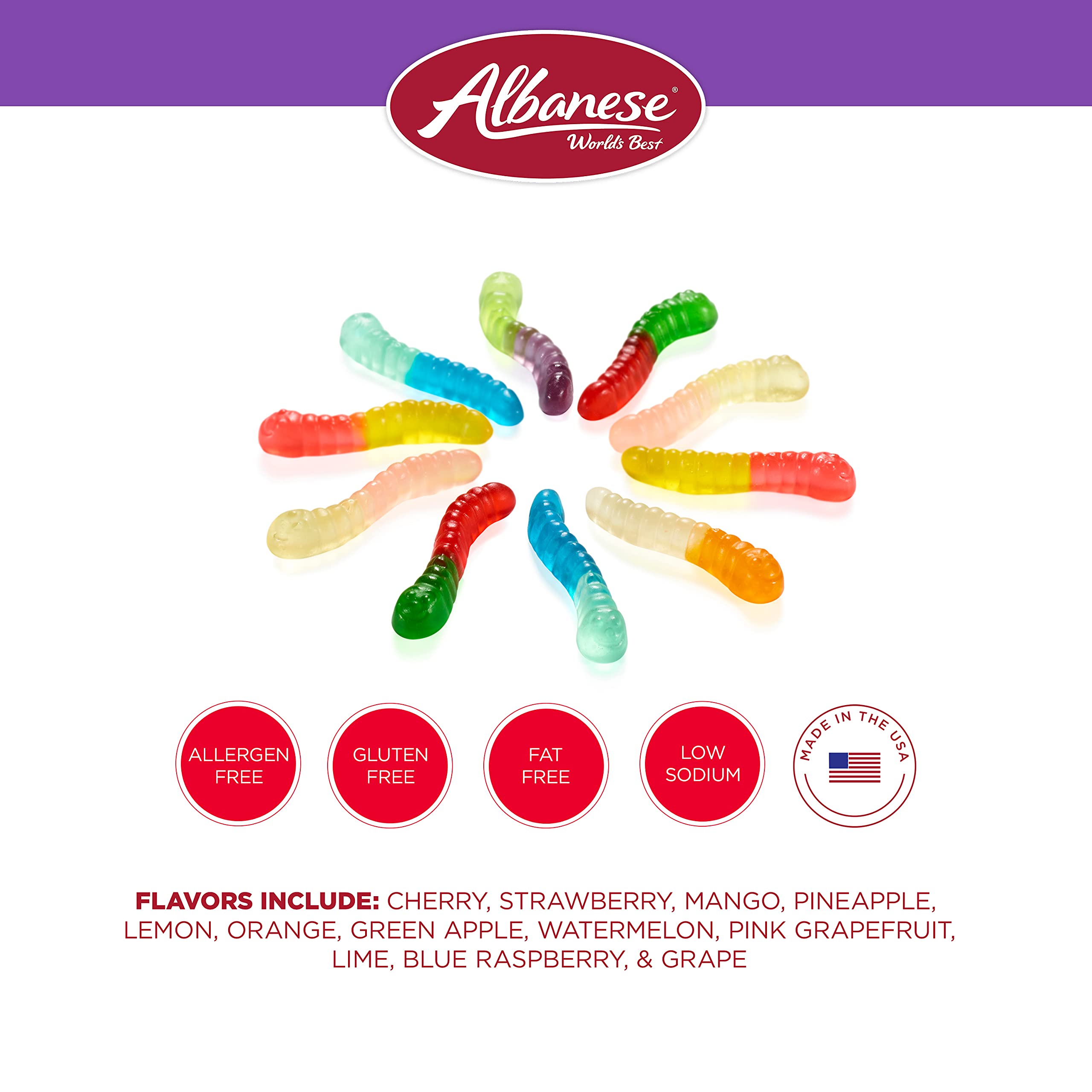 Albanese 12 Flavor Mini Gummy Worms Candy - 7.5oz Bag (Pack of 12) | Individually Wrapped, Soft & Chewy Gummy Snacks | Perfect for Halloween, Birthday Parties, Movie Nights & Office Treats