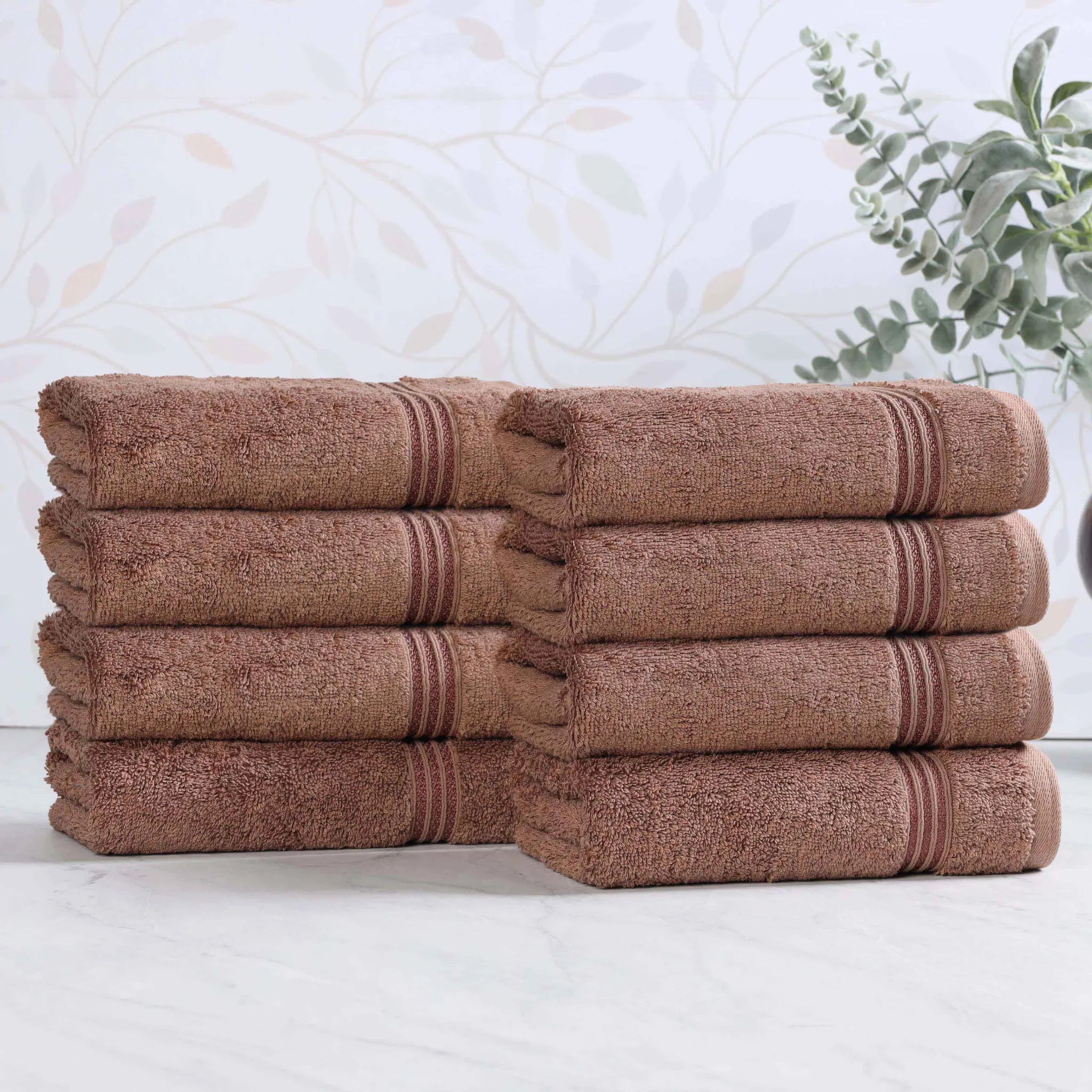 Premium 100% Egyptian Cotton Plush Hand Towels - Ultra Soft & Absorbent Bath Towel Set of 8 for Bathroom, Kitchen & Spa Luxury (24x16 Inches)