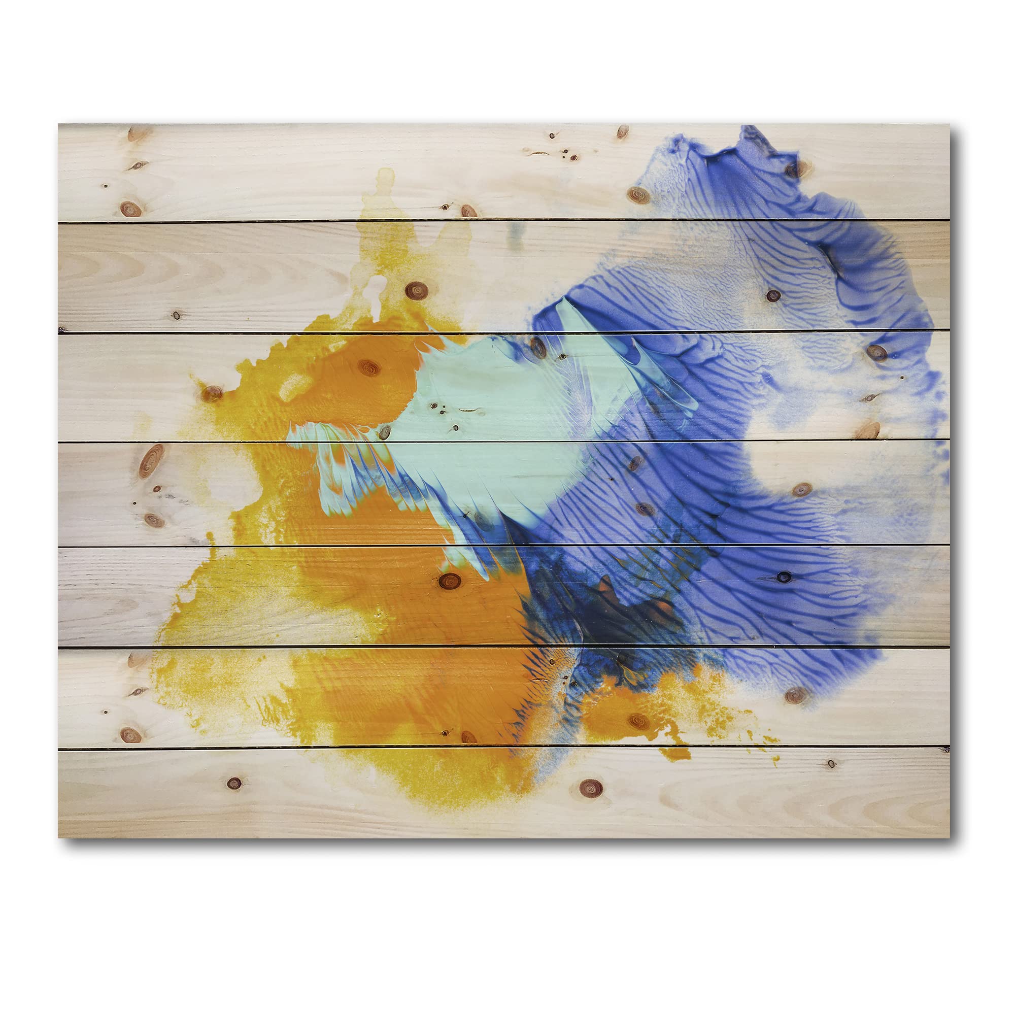 Modern Abstract Blue & Orange Clouds Wood Wall Art - Large Contemporary Wood Wall Decor Panels Printed on Natural Pine - Perfect for Living Room, Bedroom & Office Decor