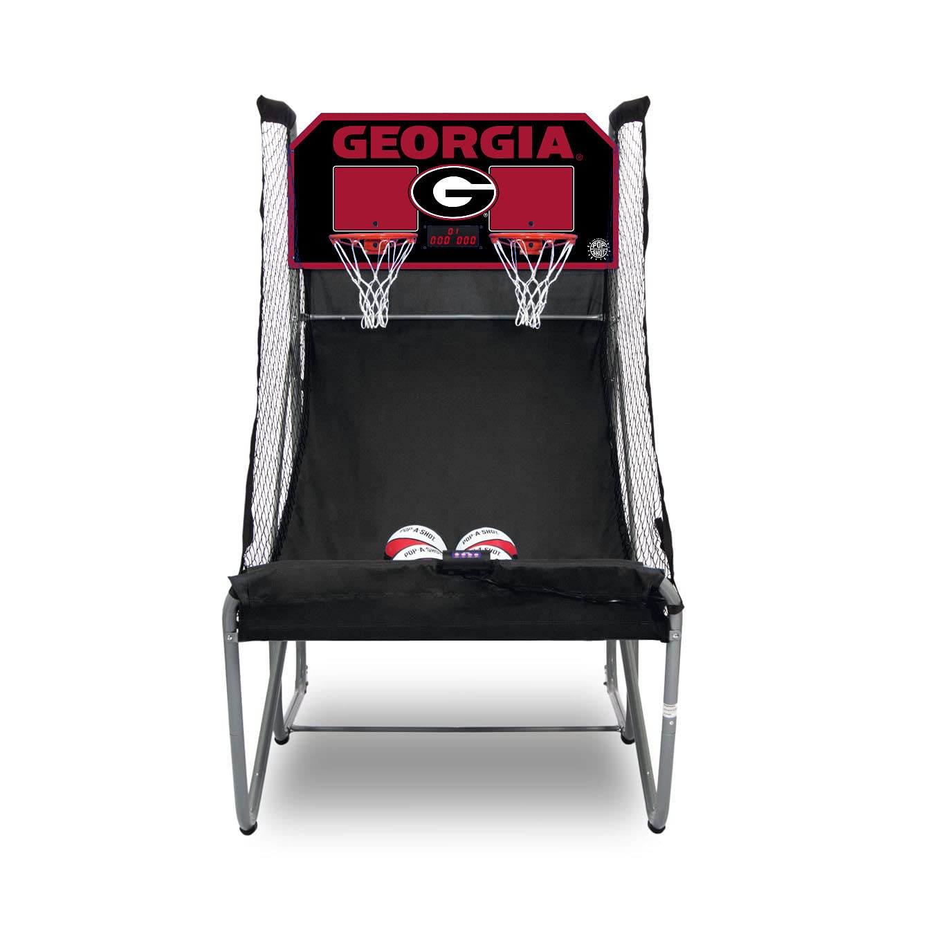 Pop-A-Shot Home Dual Shot Basketball Game - NCAA Georgia Bulldogs Edition with Sensor Scoring, 16 Game Modes, 7 Balls & Foldable Design | Perfect for Game Rooms, Basements & NCAA Fan Gifts