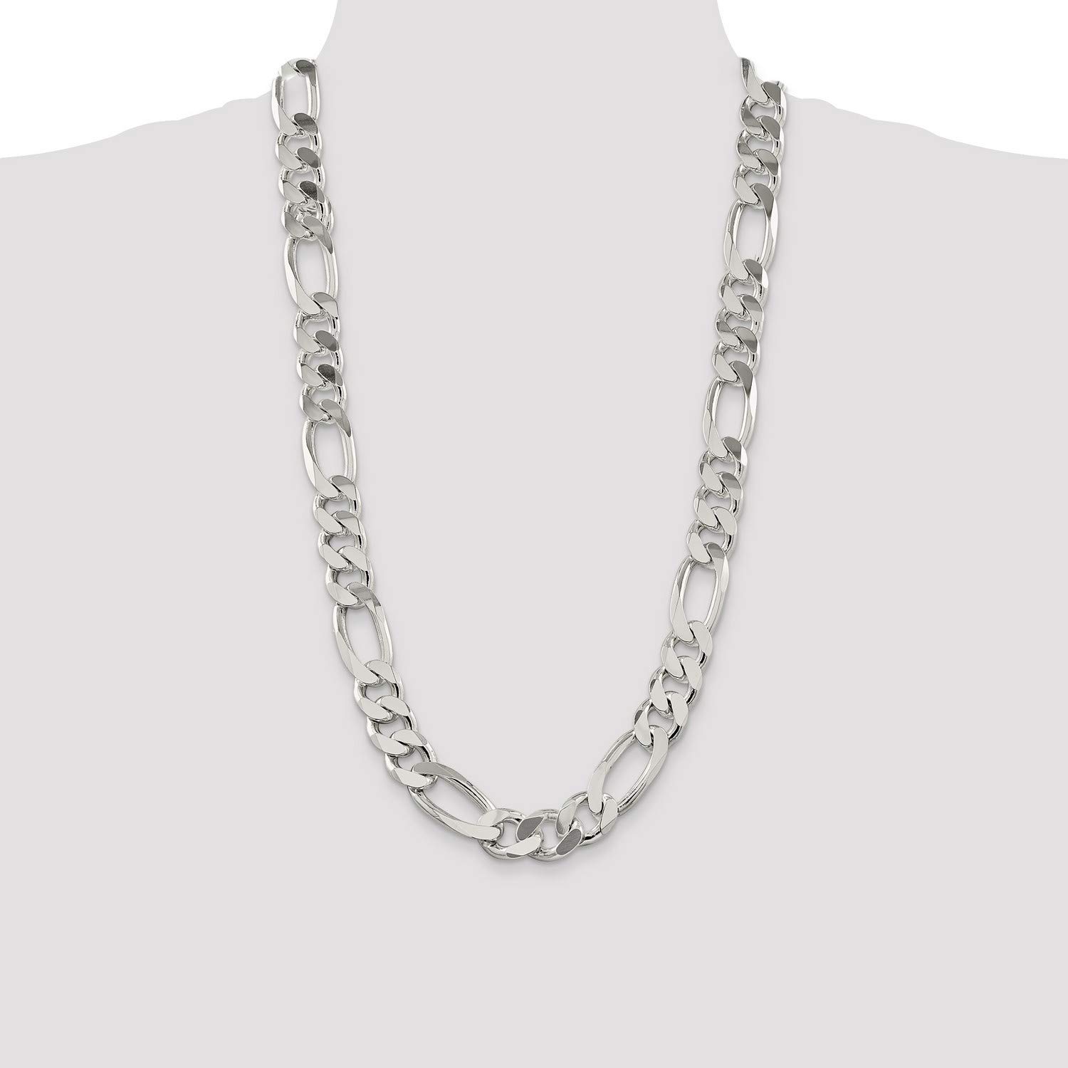 .925 Sterling Silver Large Figaro Chain Necklace, Bracelet or Anklet - Durable & Hypoallergenic Jewelry for Men & Women - Perfect for Gifts, Casual Wear & Special Occasions