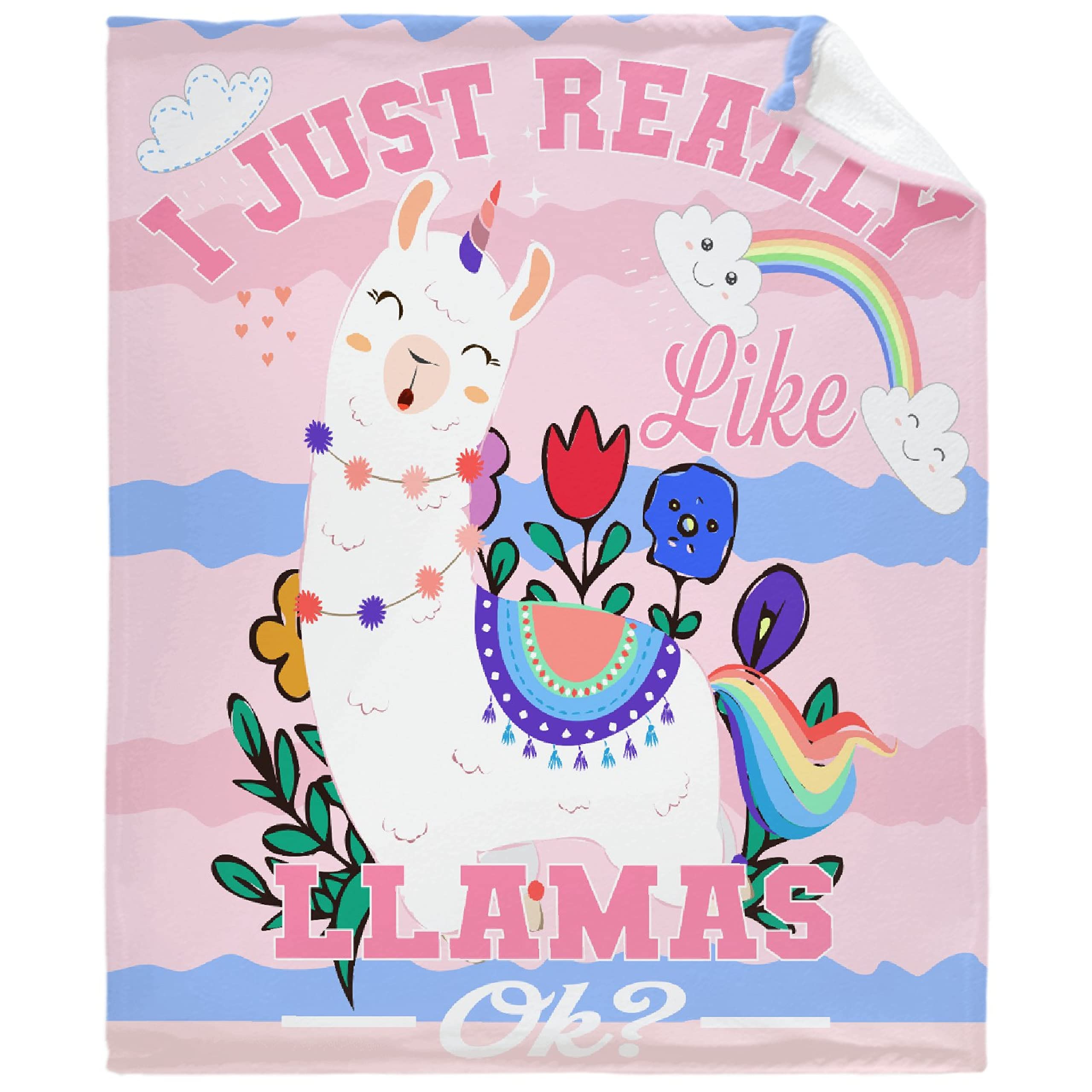 **Rainbow Llamas Fleece Throw Blanket - Soft, Cozy & Warm Plush Blanket for Girls & Women - XL 120x90in - Perfect for Bed, Sofa, Couch & Family Movie Nights**