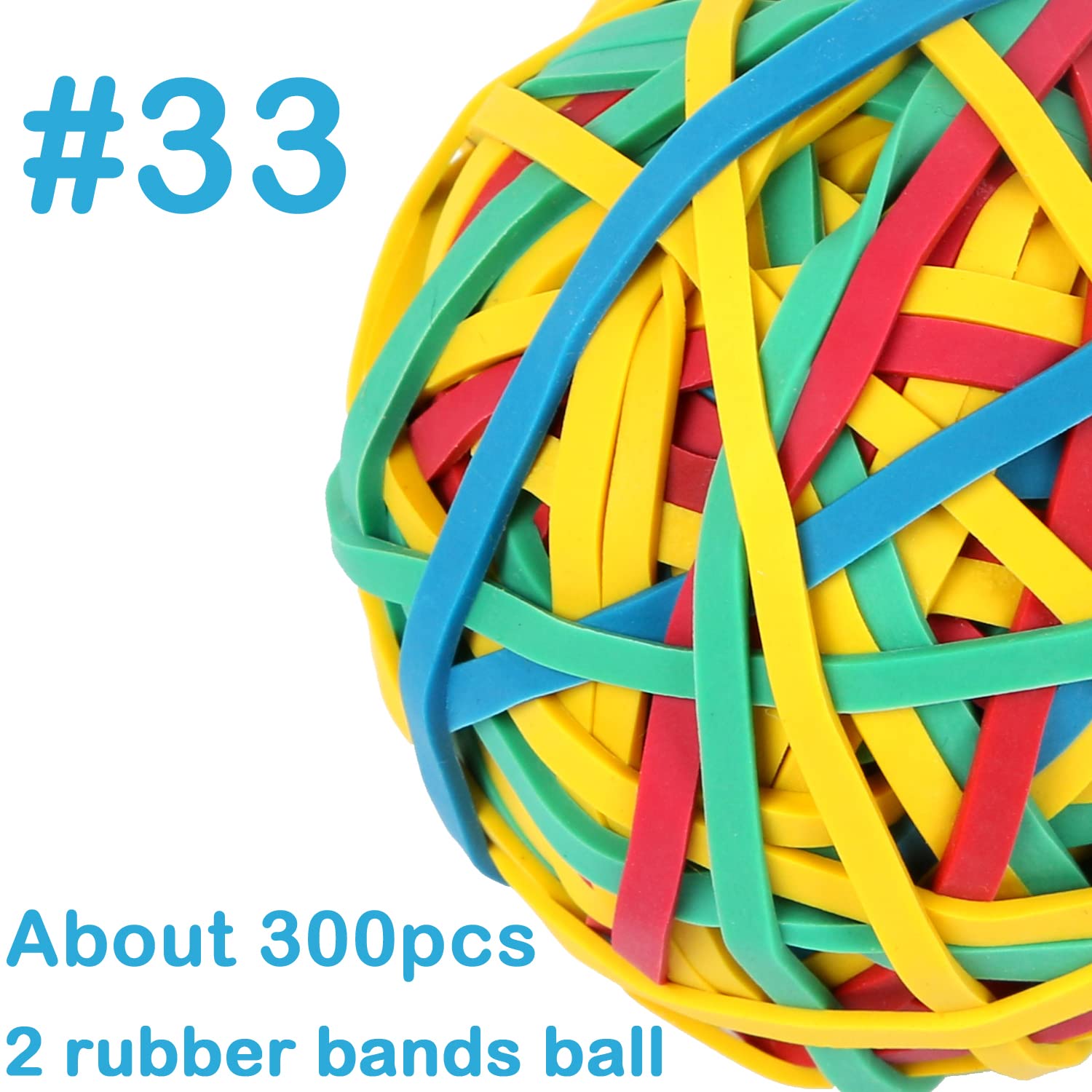 AMUU 2-Pack Rubber Band Ball Set - 300pcs Multicolor #33 Elastic Bands for Office, School & Home | Strong Stretchable Loops for Organizing, Crafting & DIY Projects