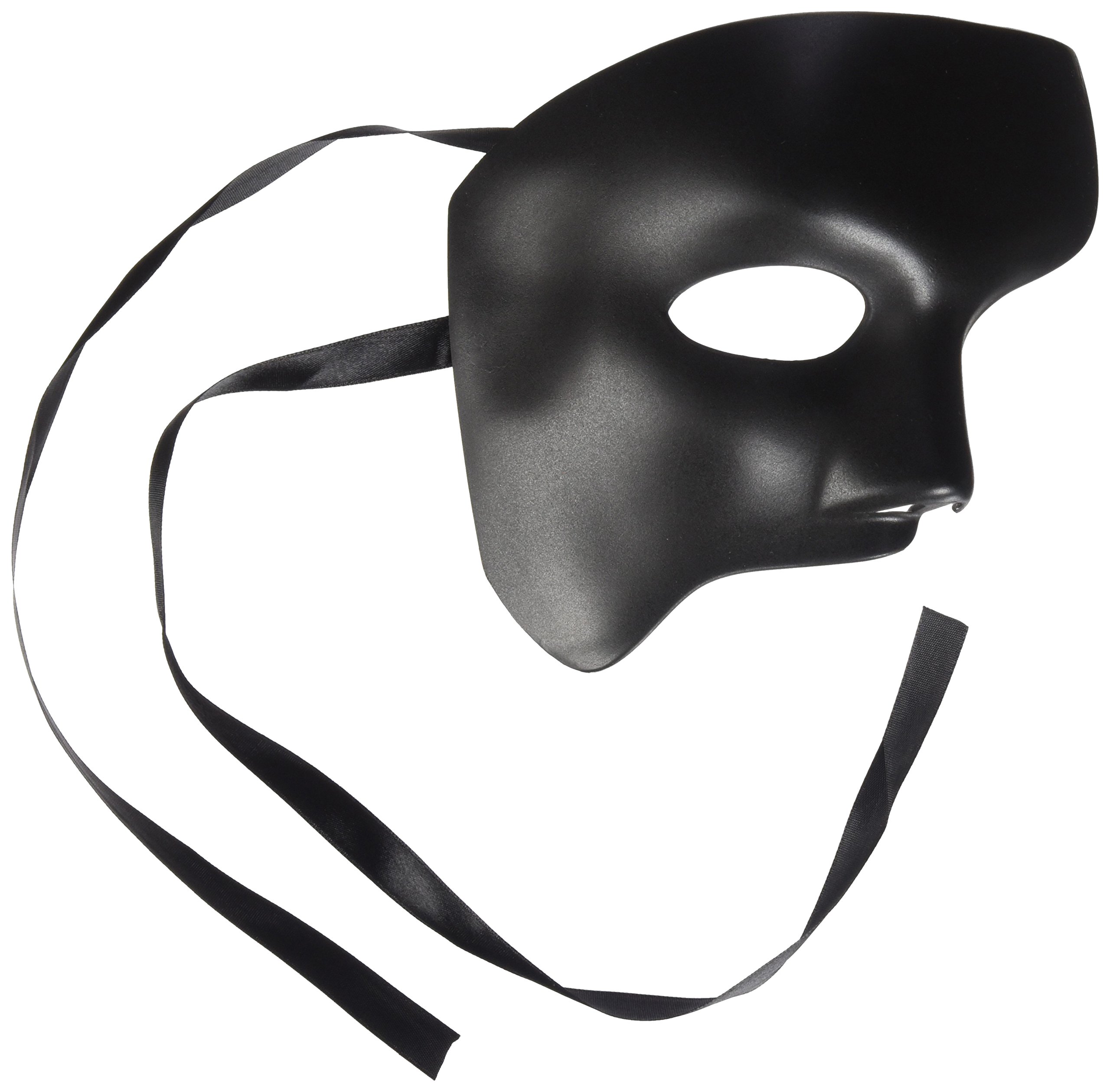 Men's Black Half Face Mask - Venetian Phantom of the Opera Style Masquerade Mask for Mardi Gras, Halloween, Cosplay & Theater Performances