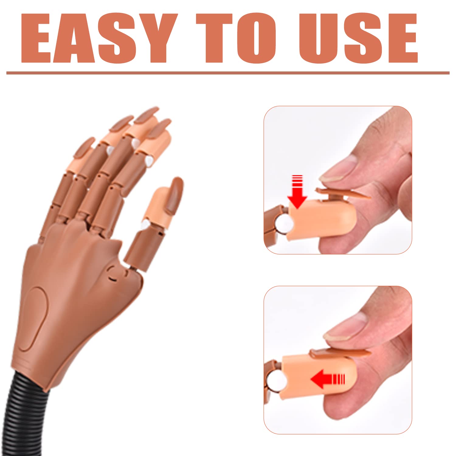 MEKK 200PCS Brown False Nail Tips for Nail Practice Hand - Refill Nail Tips for Manicure Training, DIY Nail Art & Professional Practice | Perfect for Nail Salons, Beauty Schools & Home Use