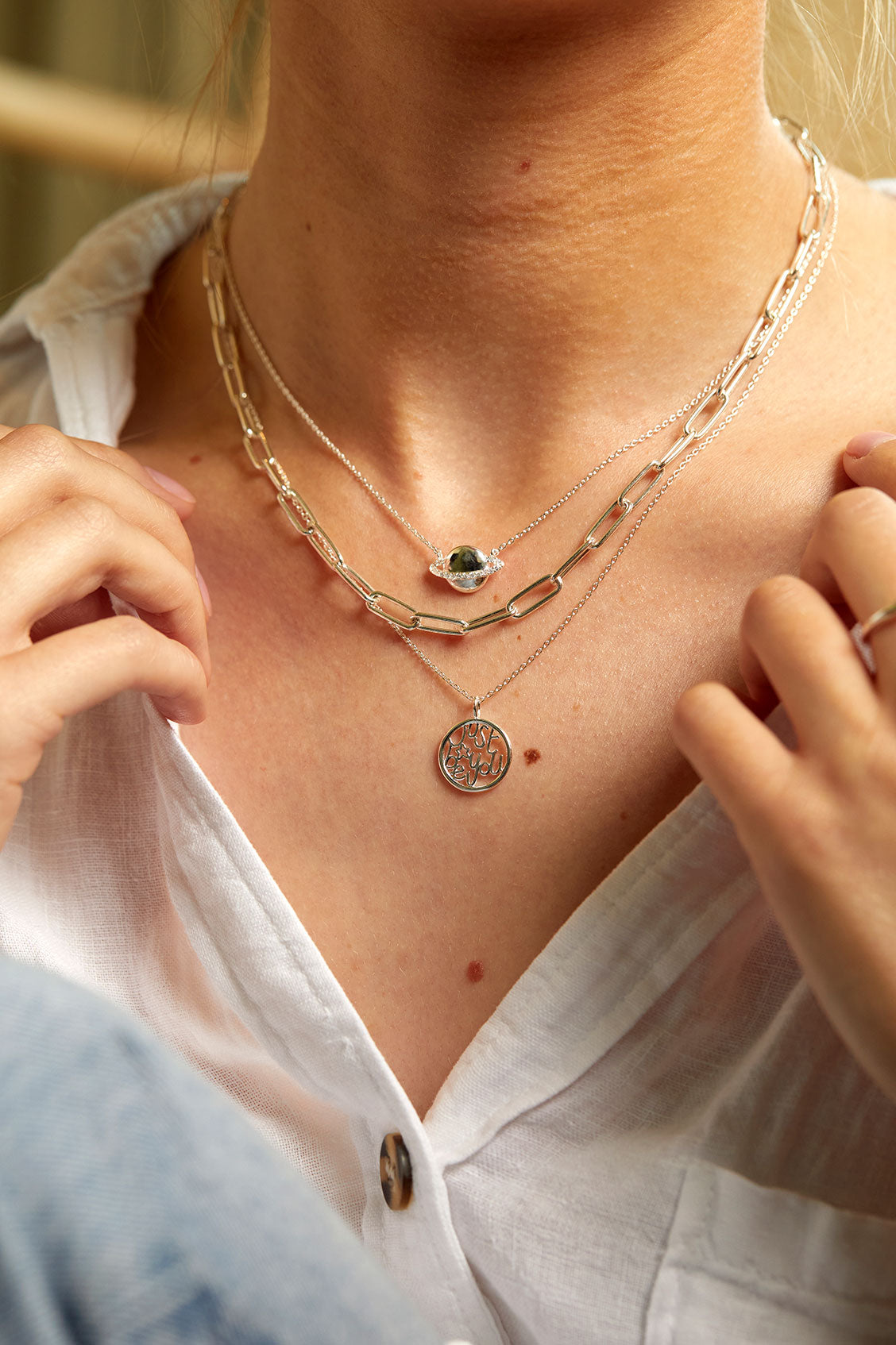 Saturn Planet CZ Pendant Necklace for Women - Elegant Cubic Zirconia Space Jewelry - Perfect for Gifts, Cosplay & Astronomy Lovers
