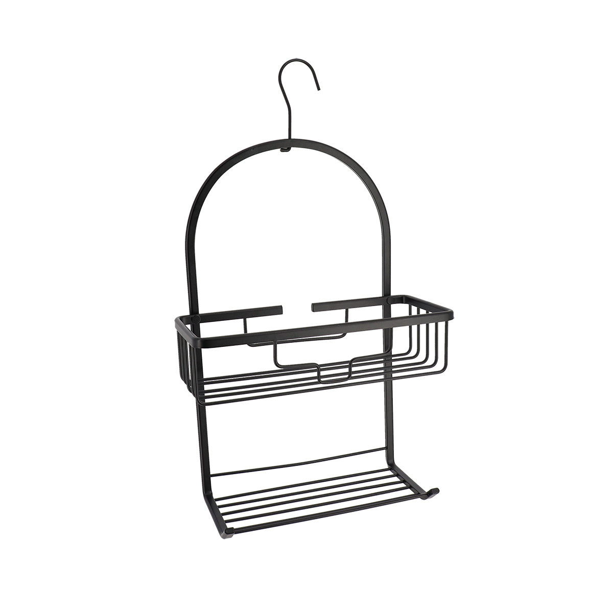Premium Aluminum Shower Caddy with Rust-Proof Hook - Space Saving Bathroom Organizer for Shampoo, Soap & Toiletries (Black/Chrome) - Perfect for Small Bathrooms & Dorm Showers