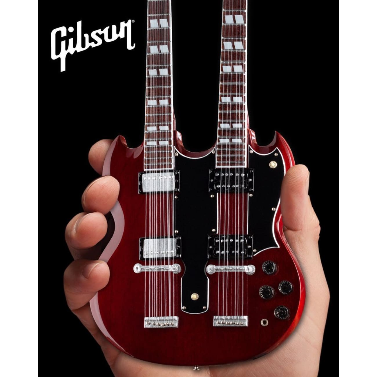 Gibson® SG Double Neck Electric Guitar Replica - Cherry Red Finish | Miniature Collectible Guitar for Display & Music Enthusiasts | Perfect for Home Decor, Music Studios & Gift Giving