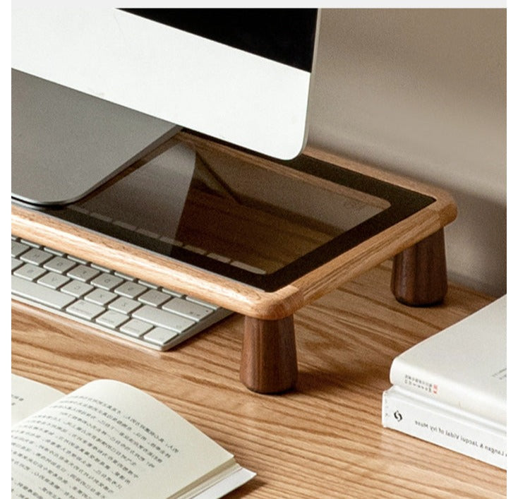 Solid Oak Wood Table Shelves - Rustic Home Office & Living Room Storage Organizer for Books, Decor & Essentials