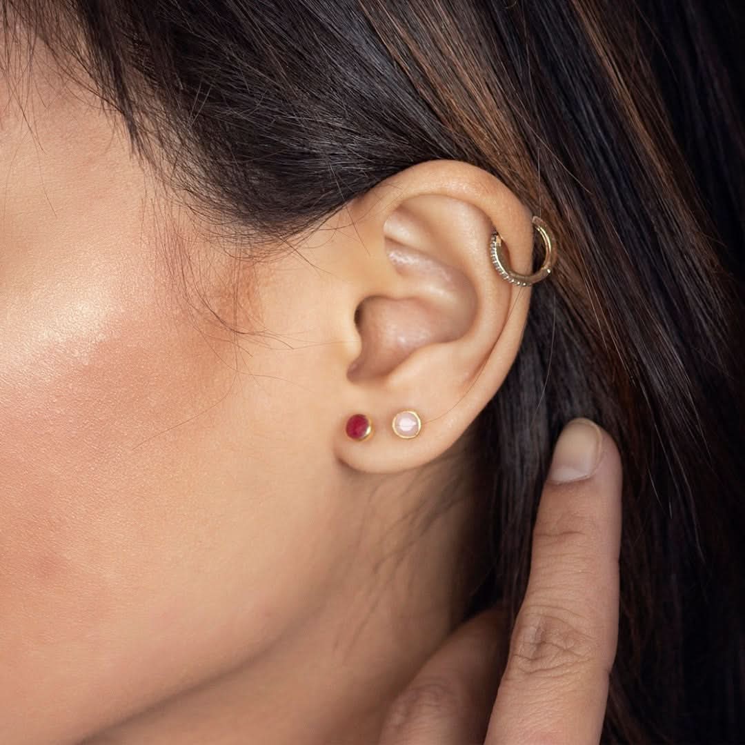 Moonstone Mini Stud Earrings 14K Gold Plated - Dainty Gemstone Jewelry for Women | Perfect for Everyday Wear, Gifts & Special Occasions