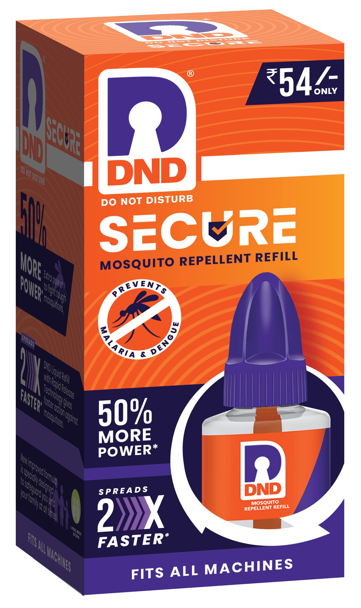 Powerful DND Secure Mosquito Repellent Refill Liquid Vaporizer - 50% Extra Strength (Orange & Violet, 45ml x 6 Pack) | Long-Lasting Protection for Home, Bedroom, Office & Outdoor Use