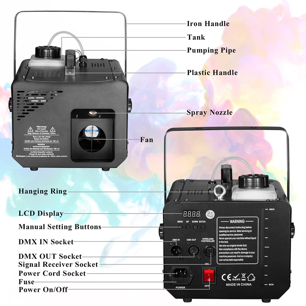 500W Haze Machine with Continuous Fog Output - Manual, Wireless Remote & DMX Control for Stage, DJ, Halloween, Club, Christmas & Wedding Light Shows | Perfect for Parties, Concerts & Events
