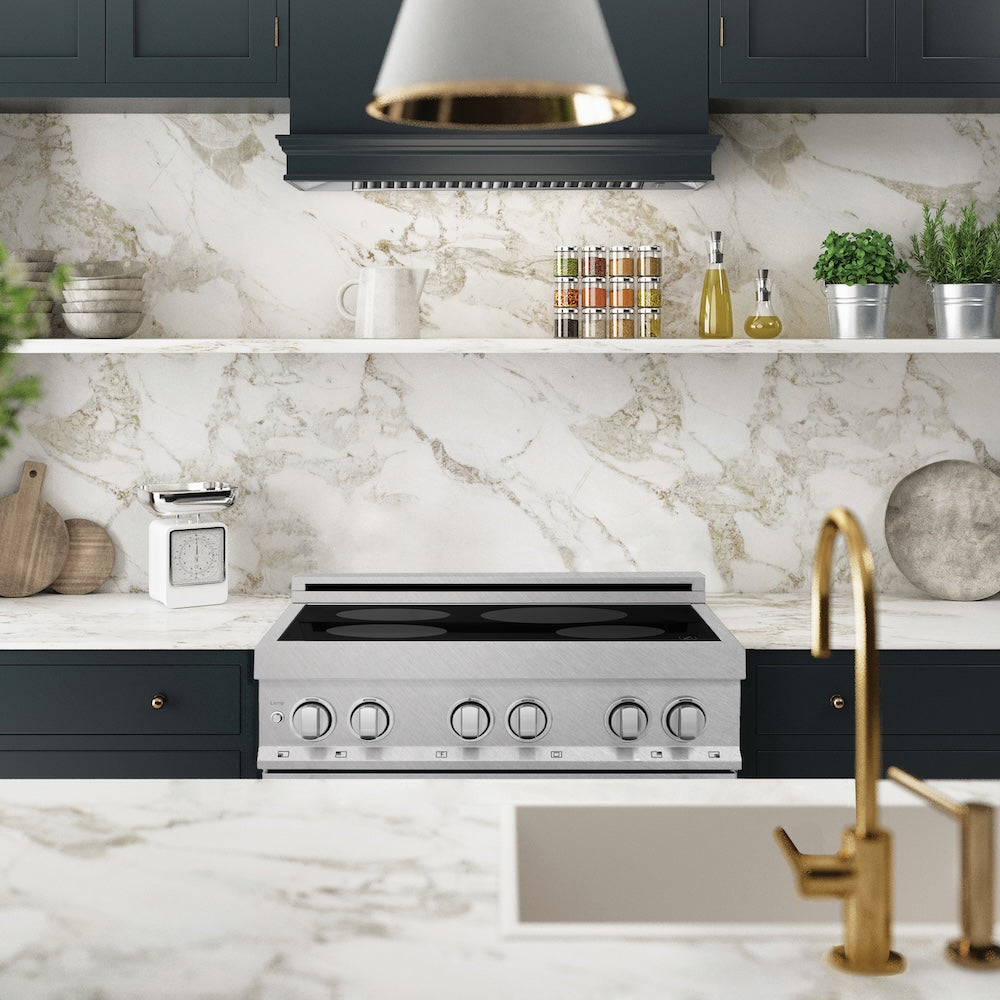 ZLINE 30 Inch 4.0 cu ft Legacy Induction Range with 4 Element Cooktop & Electric Oven - Satin Stainless Steel with White Matte Door (RAINDS WM 30) | Perfect for Modern Kitchens, Home Chefs & Professional Cooking