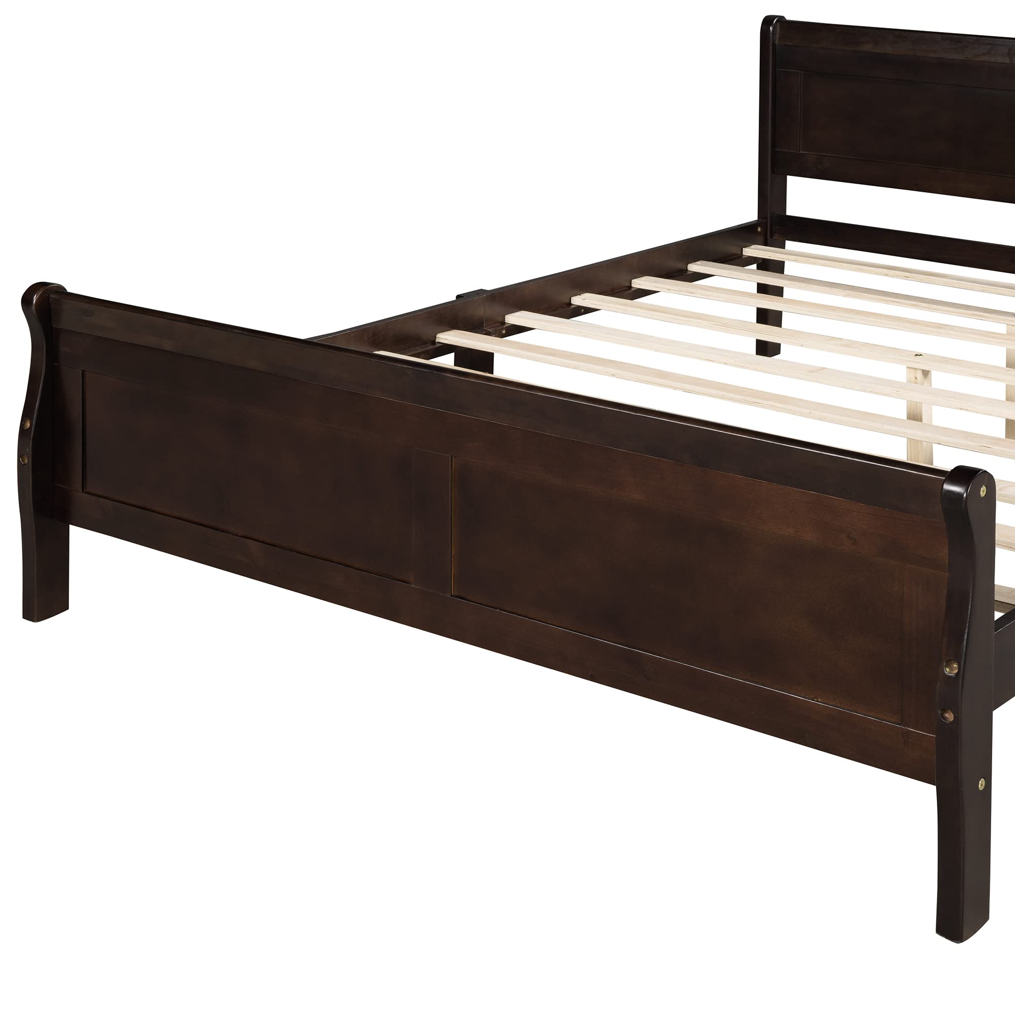 Harper & Bright Designs Full Size Wooden Bed Frame with Headboard & Footboard - Sturdy Platform Bed for Kids, No Box Spring Needed, Espresso Finish - Perfect for Boys & Girls Bedrooms, Dorm Rooms, and Guest Rooms