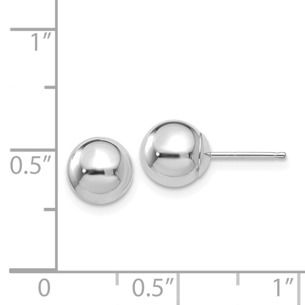 14K White Gold Polished 7mm Ball Post Earrings for Women - Hypoallergenic Stud Earrings for Sensitive Ears - Perfect for Everyday Wear, Work, and Special Occasions