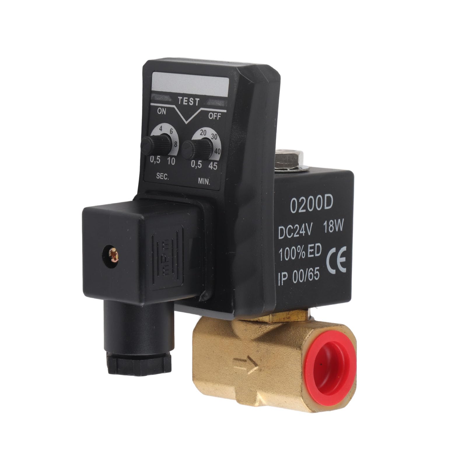 Brass ABS Electric Solenoid Drain Valve with Timer - 24V DC Automatic Compressor Water Release Valve for Air Compressor Systems - Ideal for Industrial, Automotive & HVAC Applications